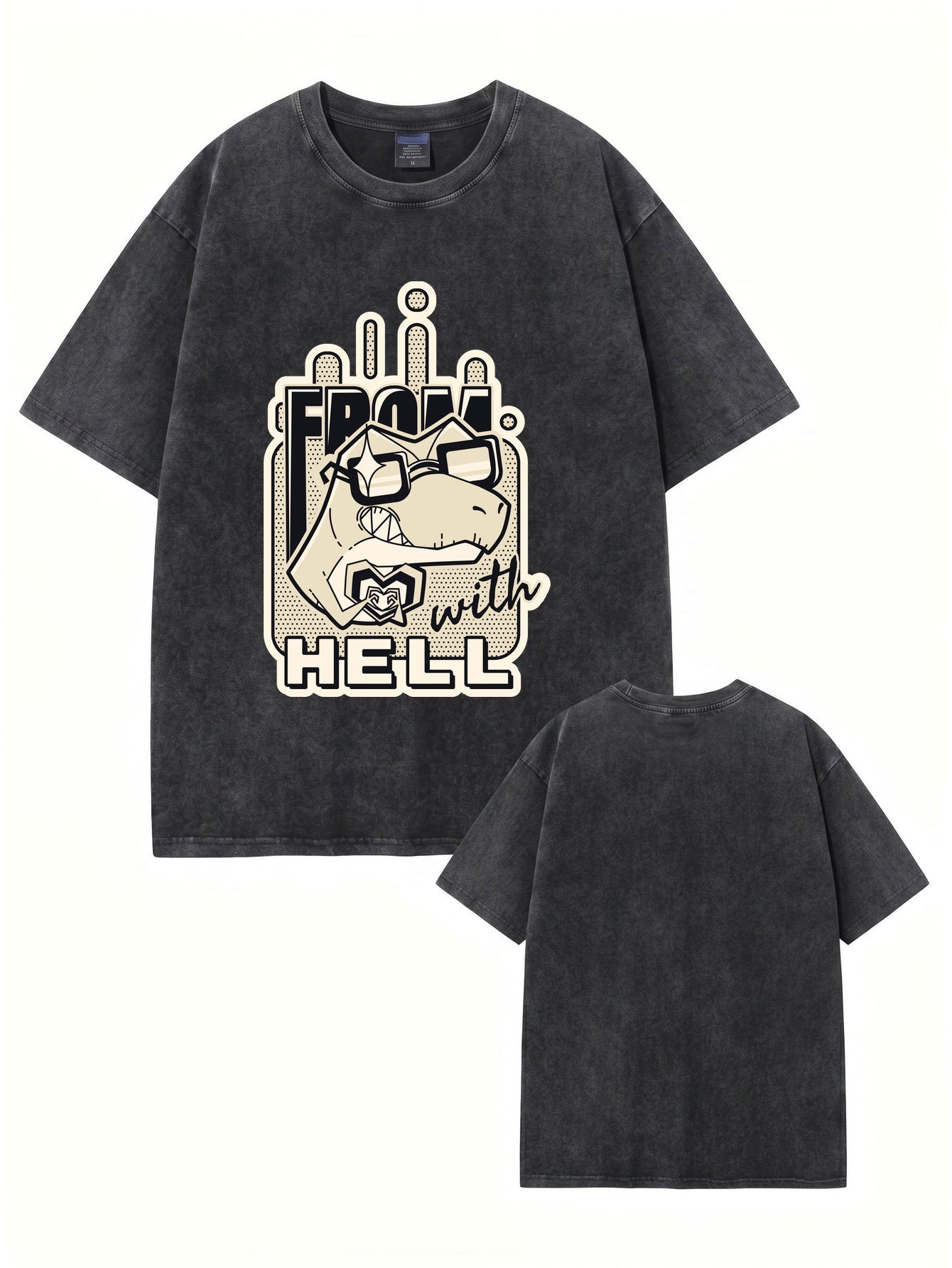 From With Hell Graphic Tee - Heavyweight Vintage Washed Cotton T-Shirt