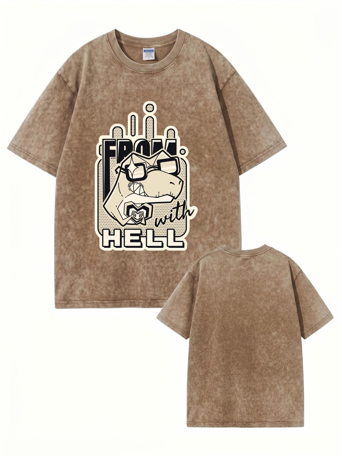 From With Hell Graphic Tee - Heavyweight Vintage Washed Cotton T-Shirt