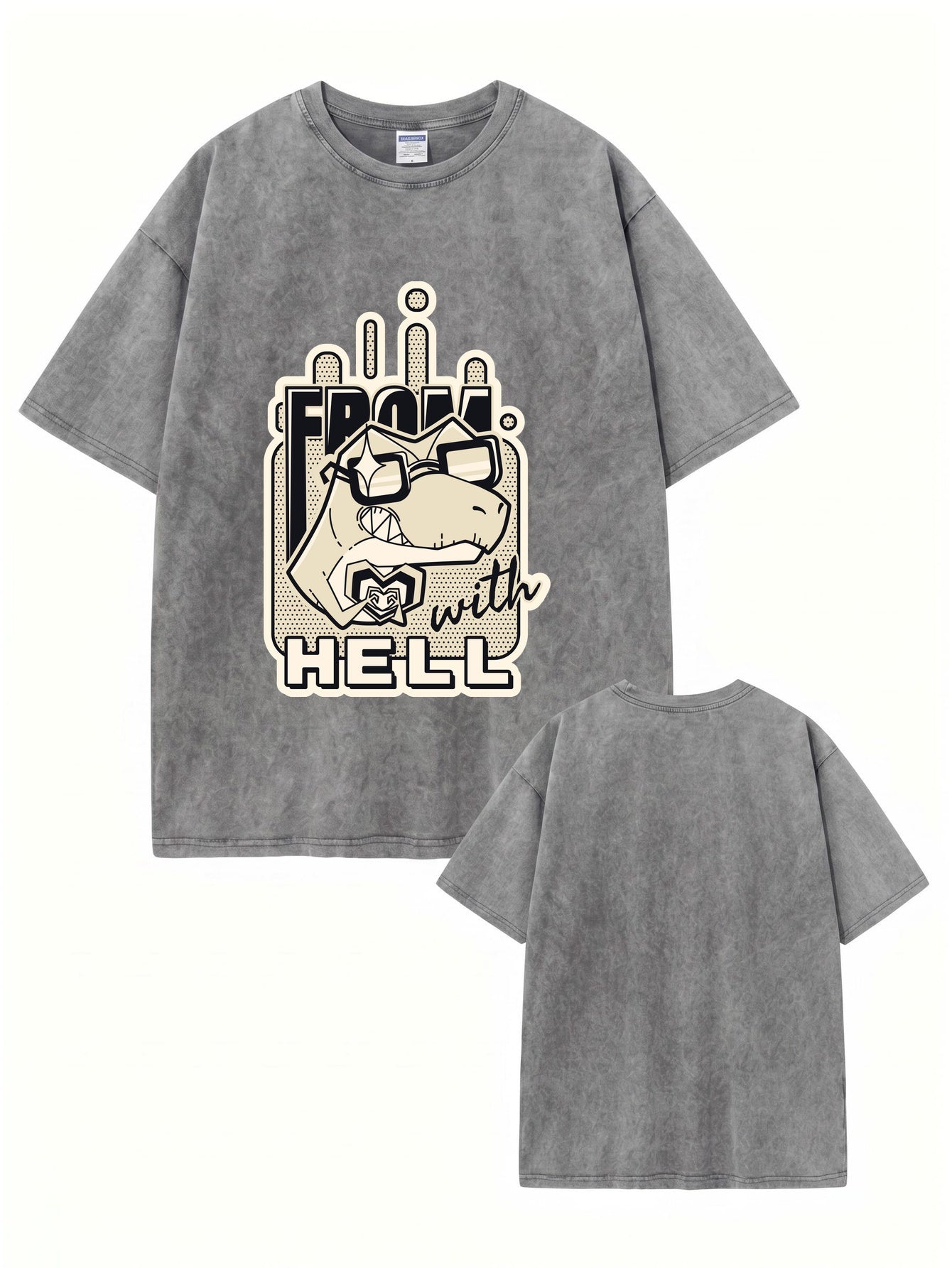 From With Hell Graphic Tee - Heavyweight Vintage Washed Cotton T-Shirt
