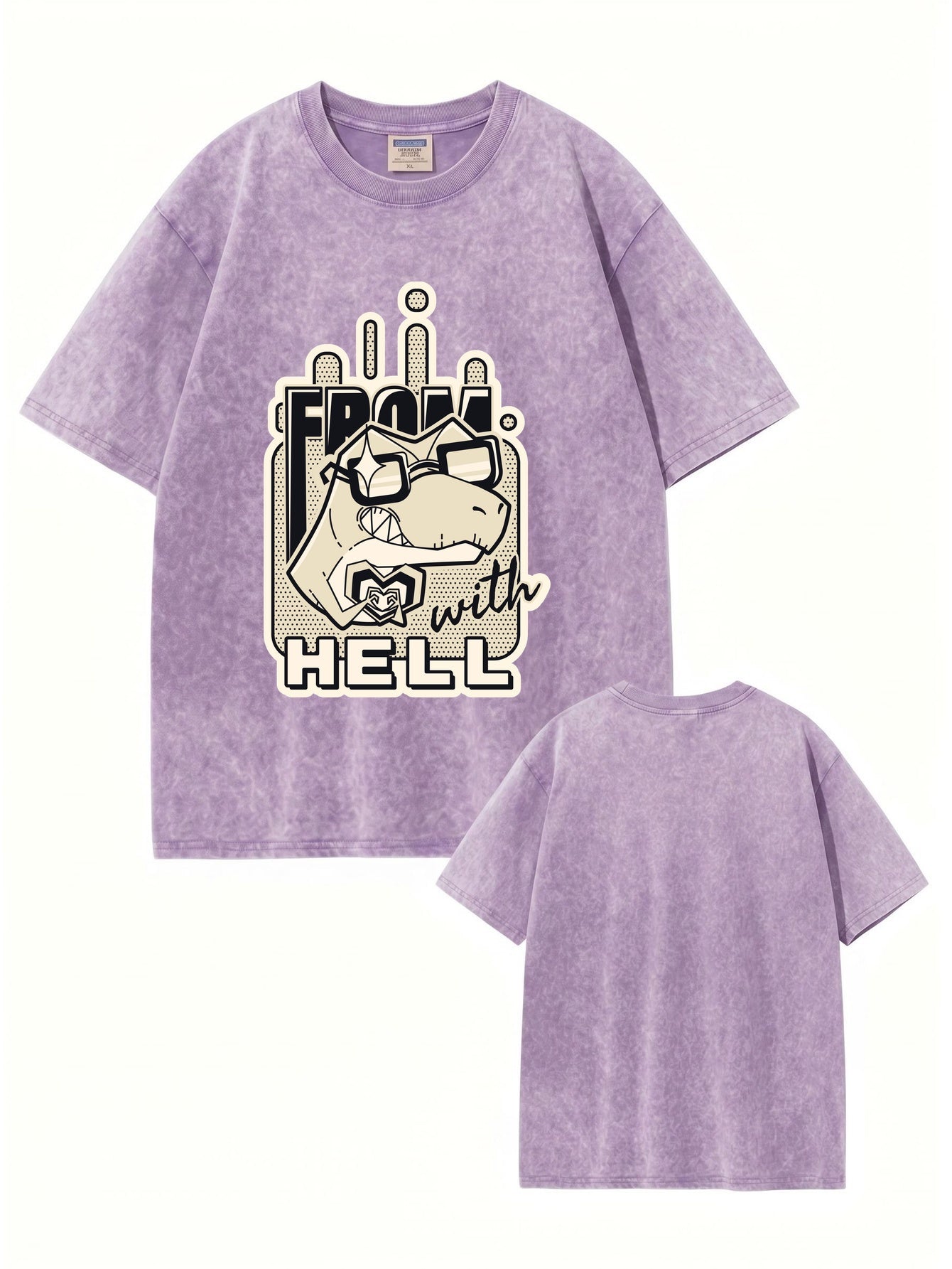 From With Hell Graphic Tee - Heavyweight Vintage Washed Cotton T-Shirt