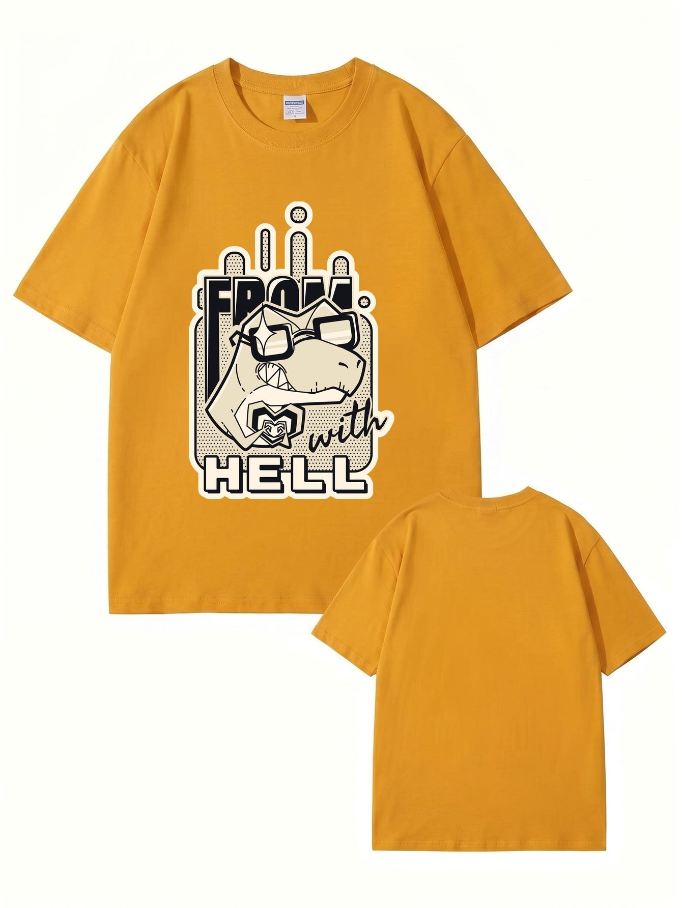 From With Hell Graphic Print T-Shirt - Premium 200GSM Cotton Tee