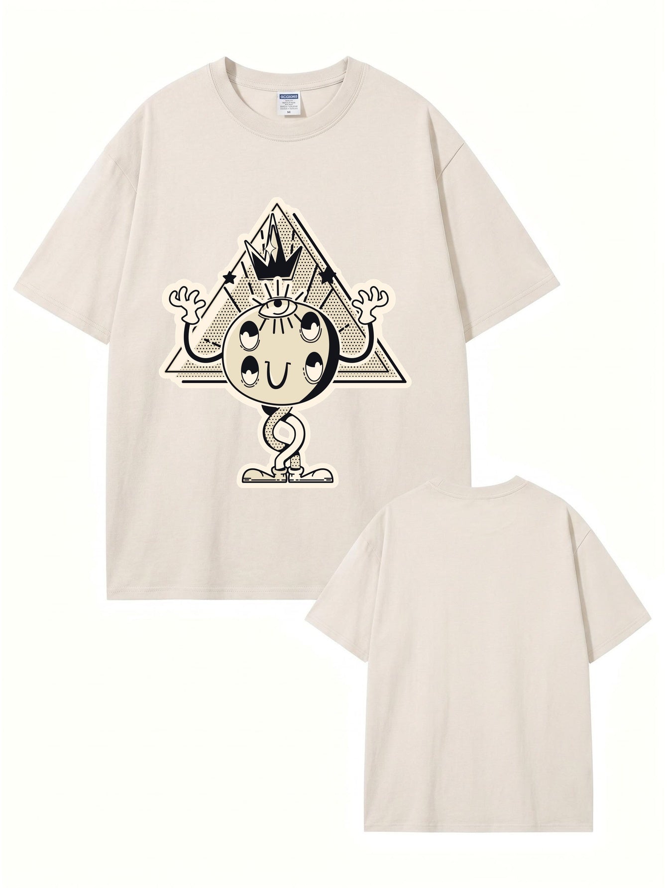 Vintage Washed Graphic T-Shirt - Surreal Eye Pyramid Print