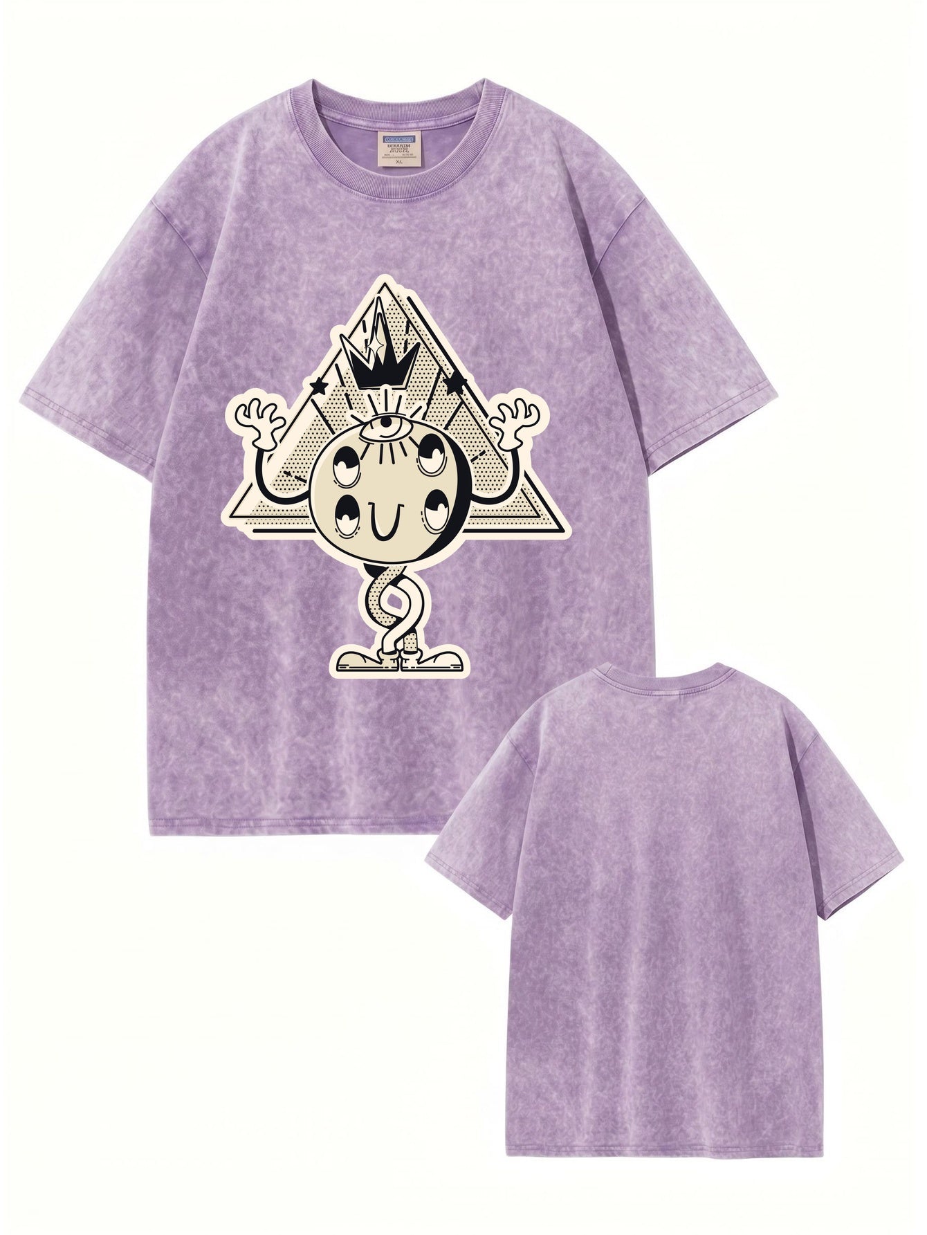 Vintage Washed Graphic T-Shirt - Surreal Eye Pyramid Print