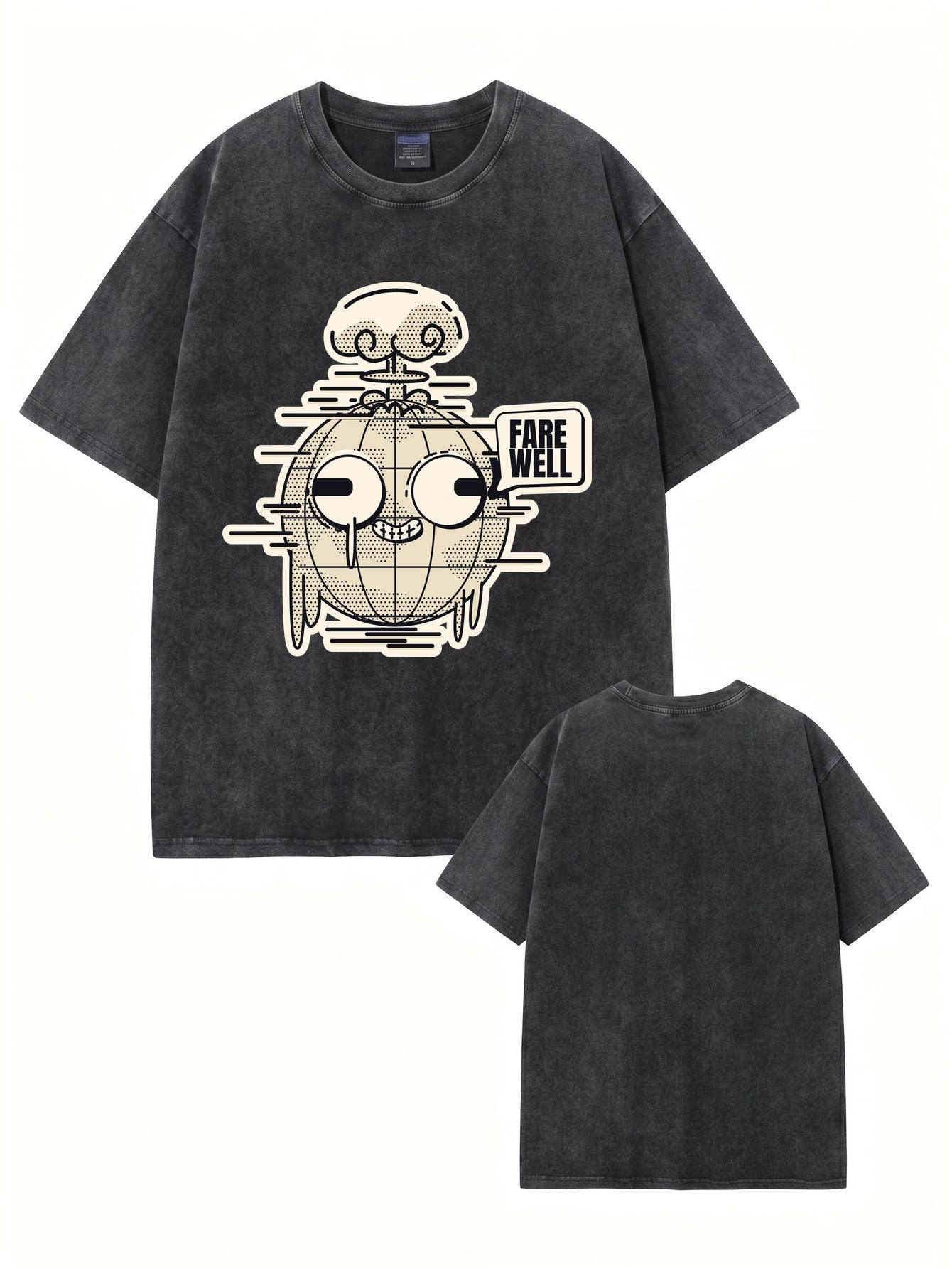 Vintage Washed Graphic T-Shirt - Farewell Earth Mushroom Cloud Print