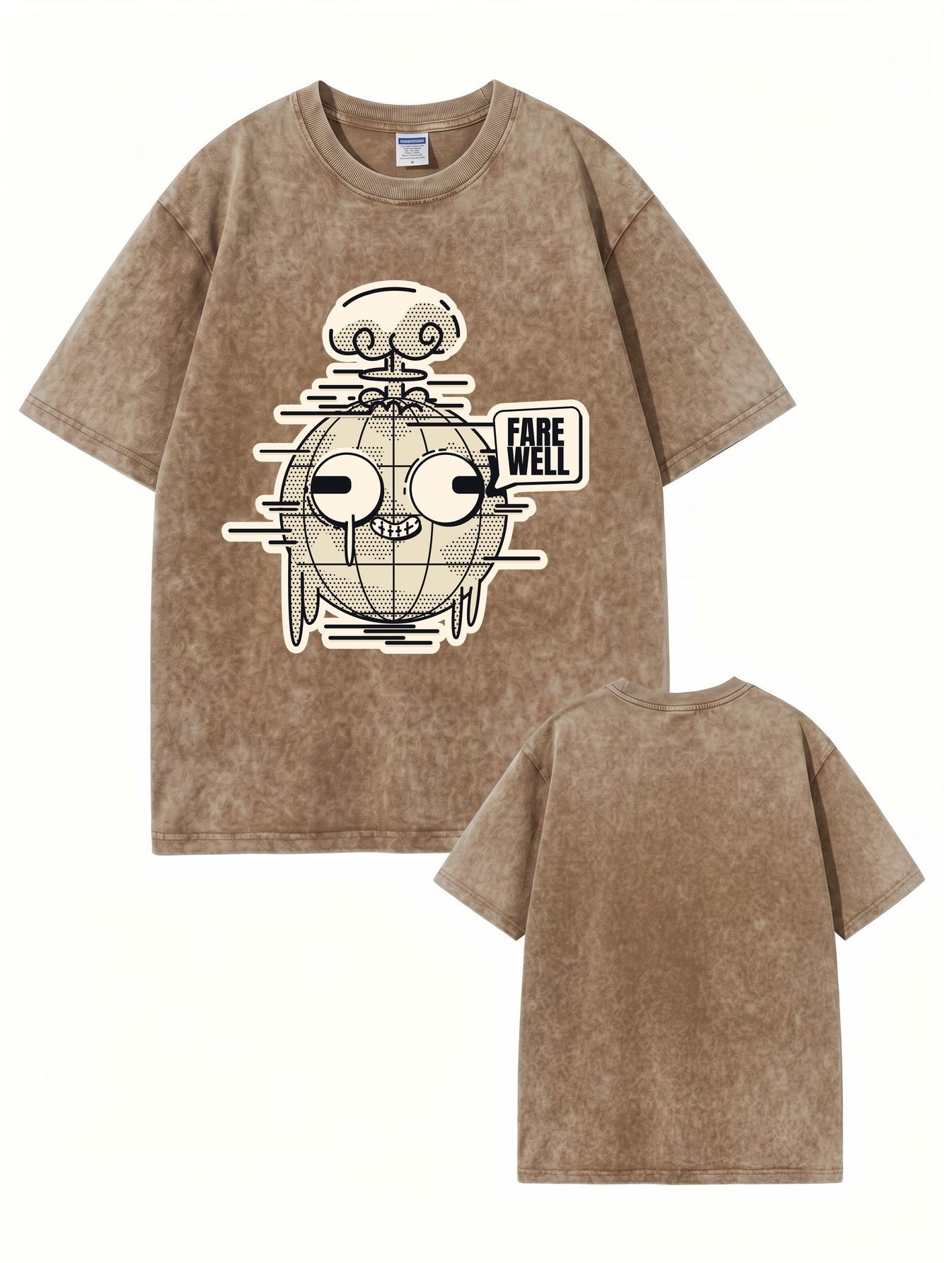 Vintage Washed Graphic T-Shirt - Farewell Earth Mushroom Cloud Print