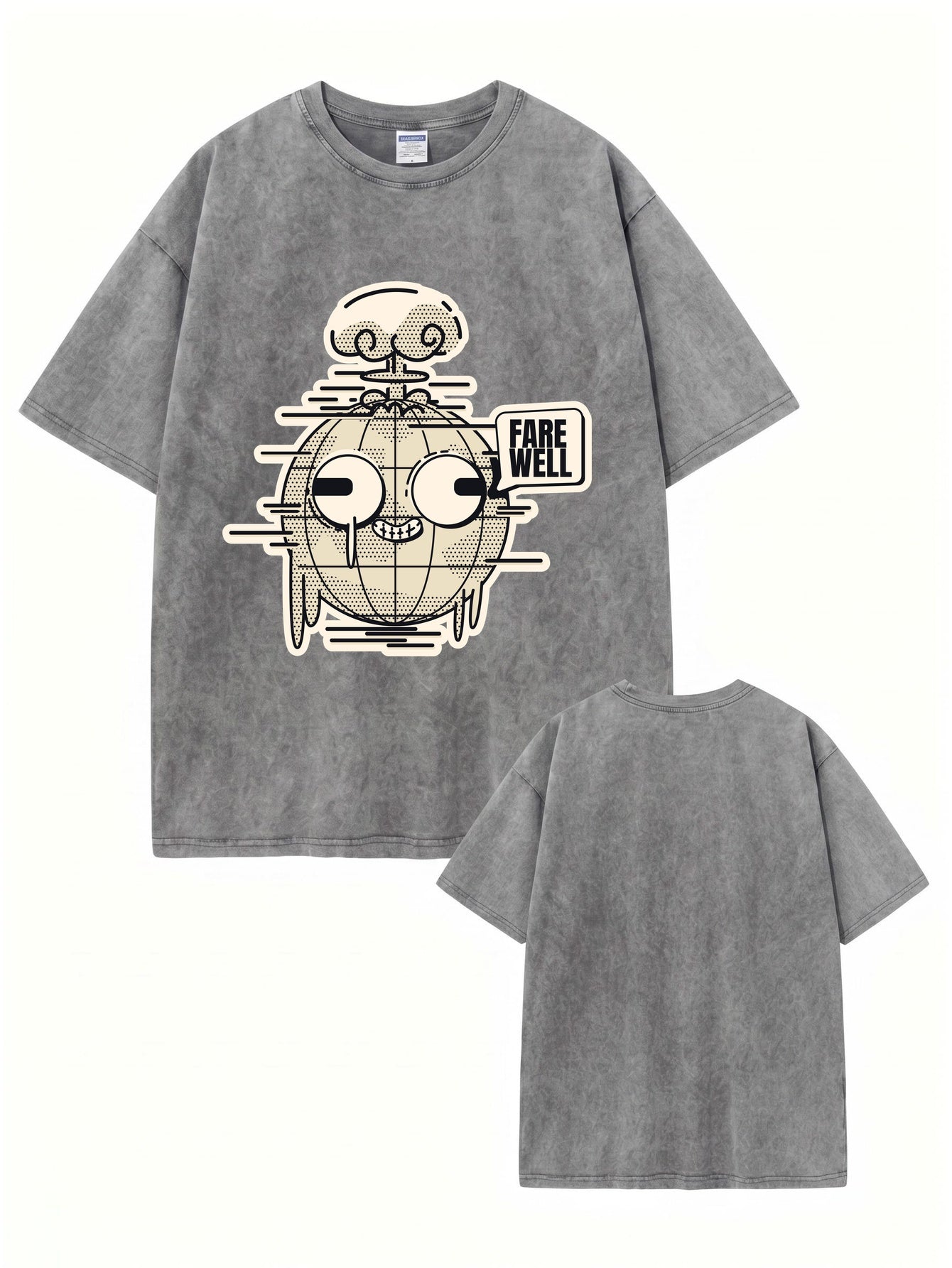 Vintage Washed Graphic T-Shirt - Farewell Earth Mushroom Cloud Print