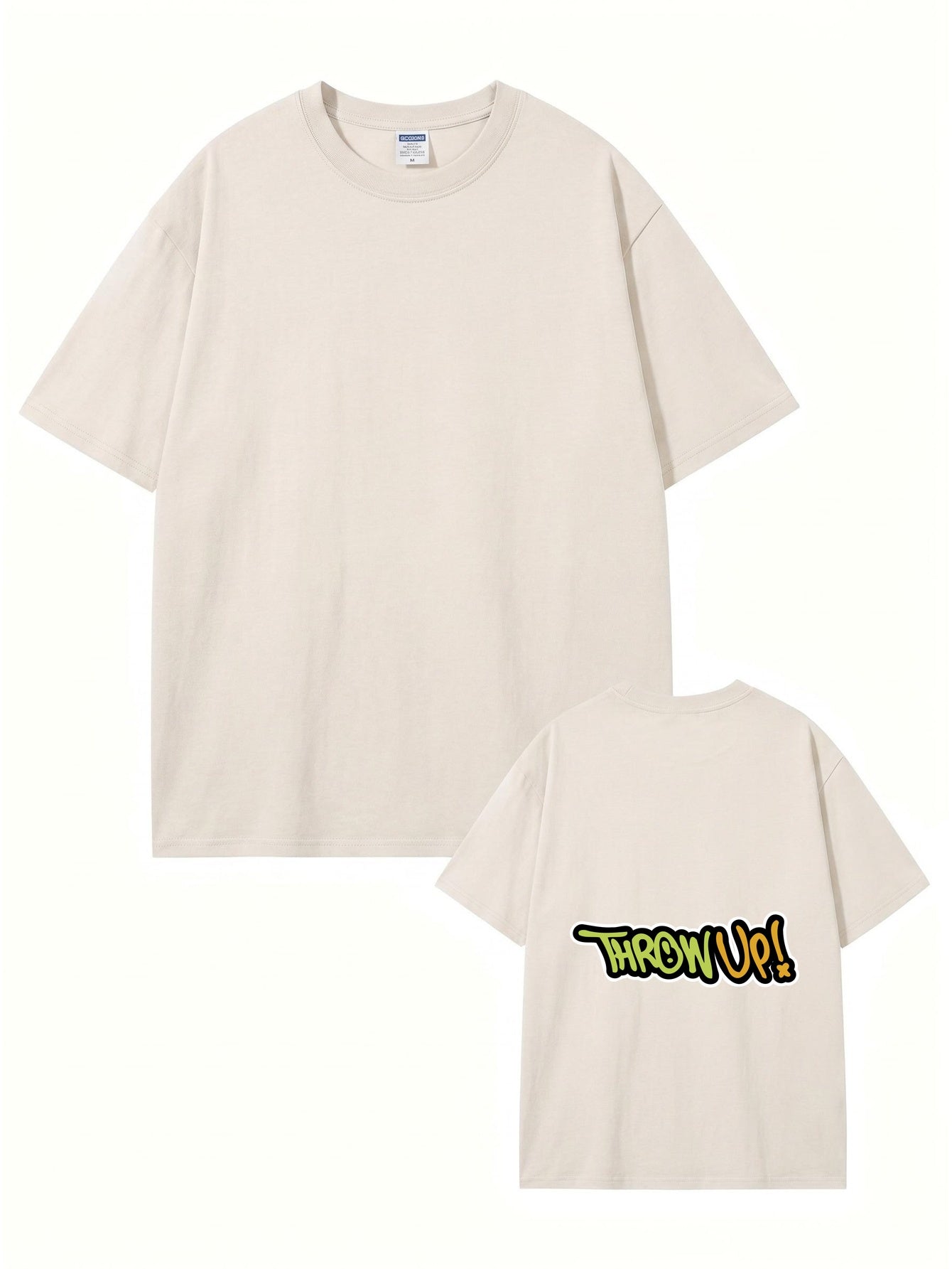 Vintage Washed Oversized T-Shirt with THROW UP! Graffiti Back Print