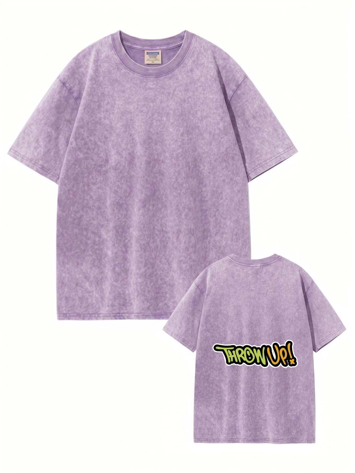 Vintage Washed Oversized T-Shirt with THROW UP! Graffiti Back Print