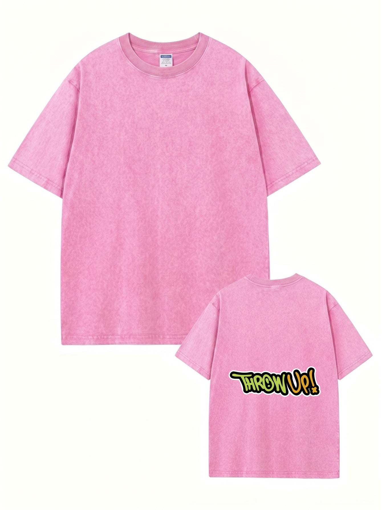 Vintage Washed Oversized T-Shirt with THROW UP! Graffiti Back Print