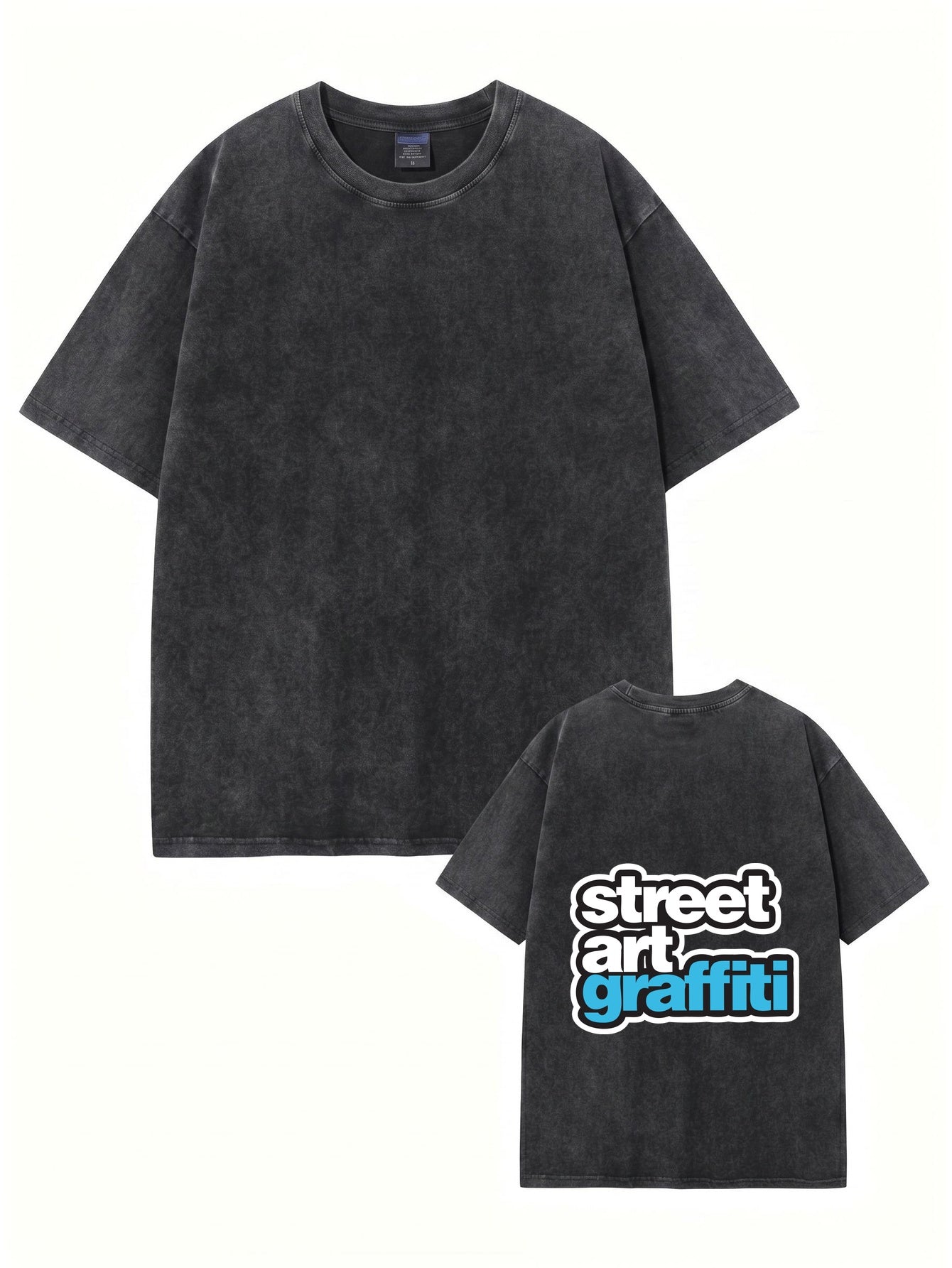 Vintage Washed Cotton Oversized T-Shirt - Street Art Graffiti Print