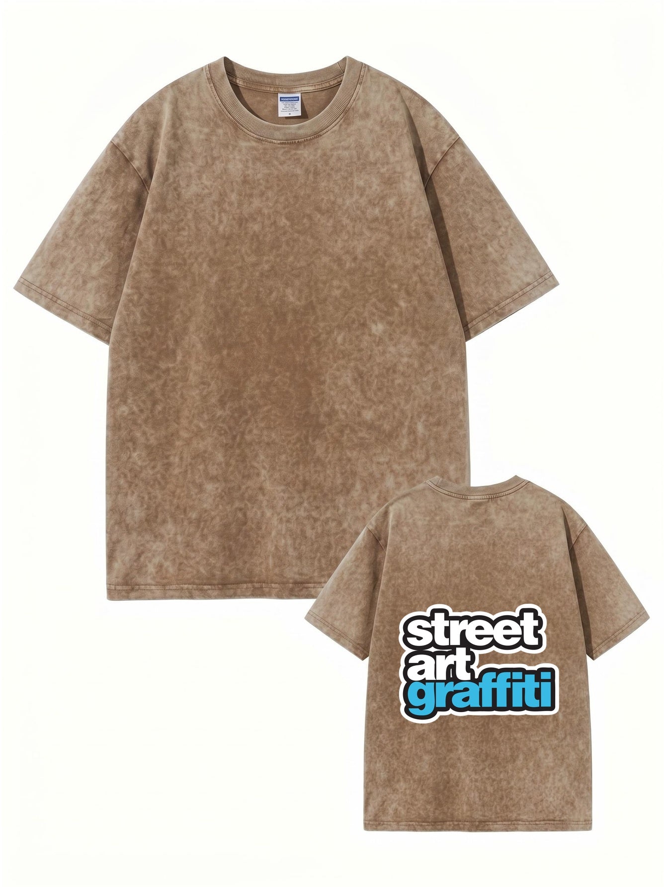 Vintage Washed Cotton Oversized T-Shirt - Street Art Graffiti Print