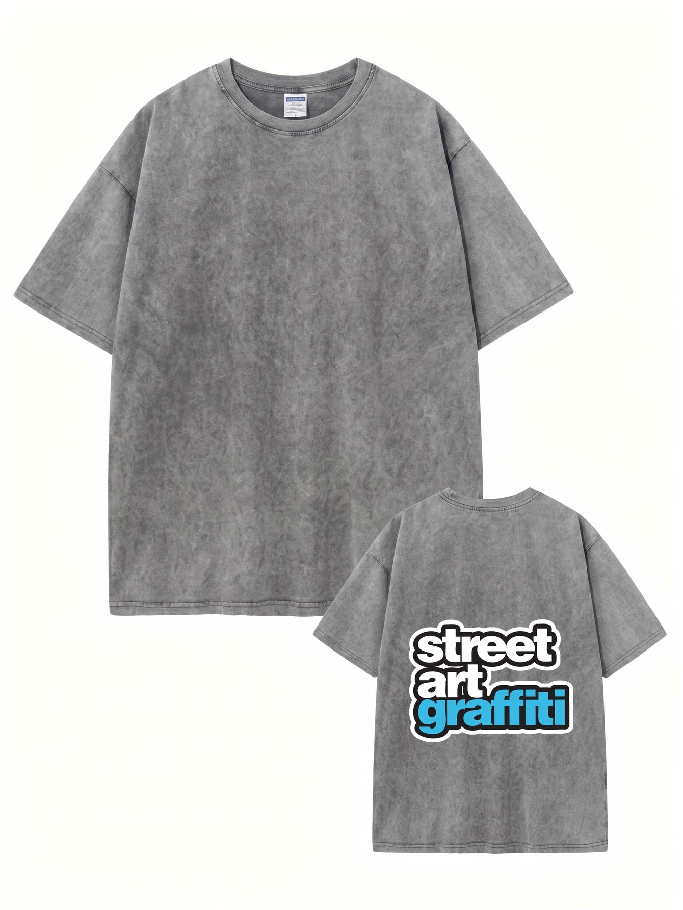 Vintage Washed Cotton Oversized T-Shirt - Street Art Graffiti Print