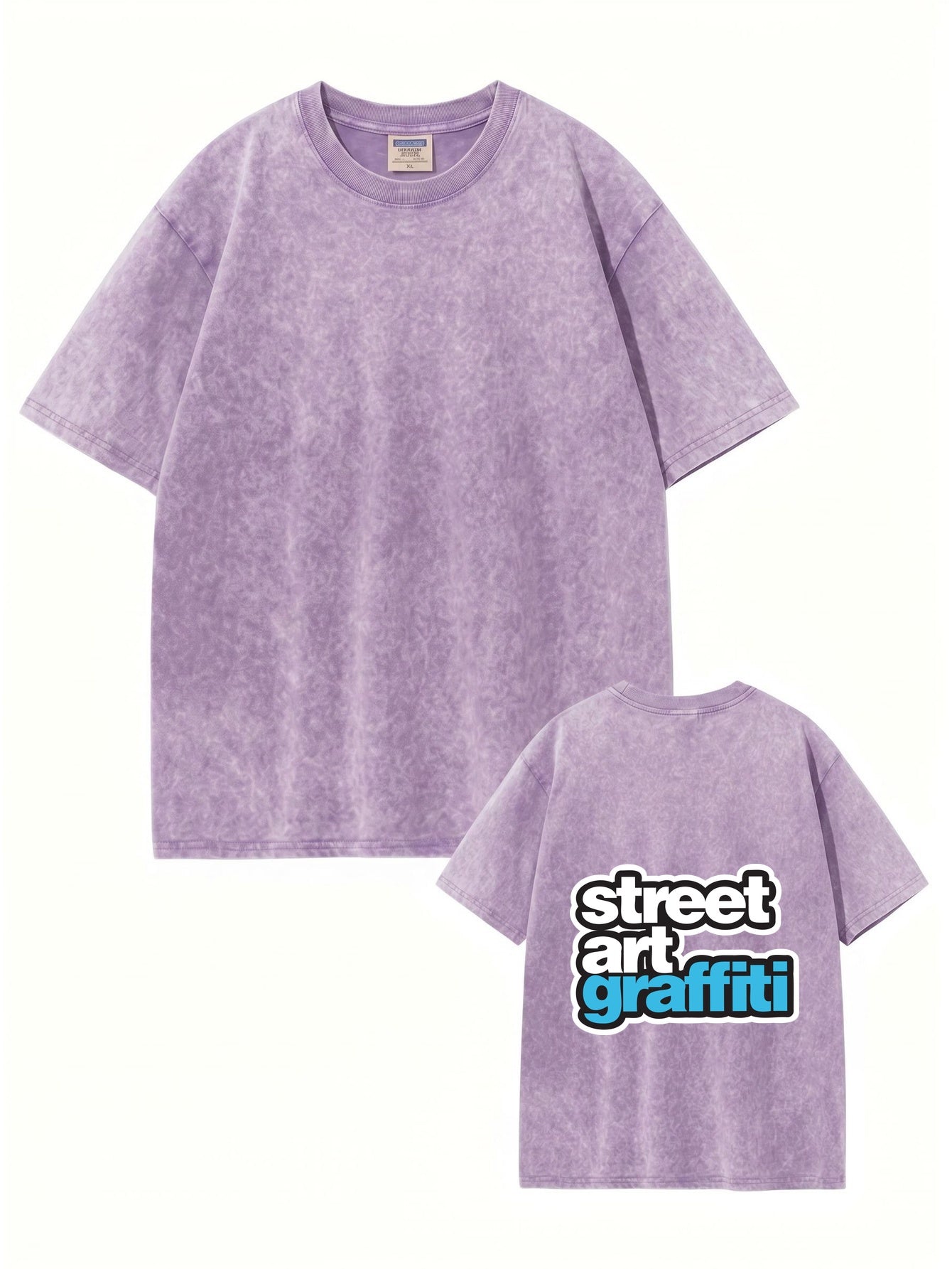 Vintage Washed Cotton Oversized T-Shirt - Street Art Graffiti Print