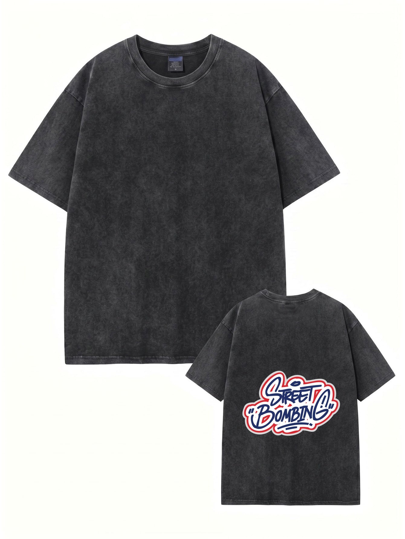 Vintage Washed Oversized T-Shirt - Street Bombing Graffiti Print