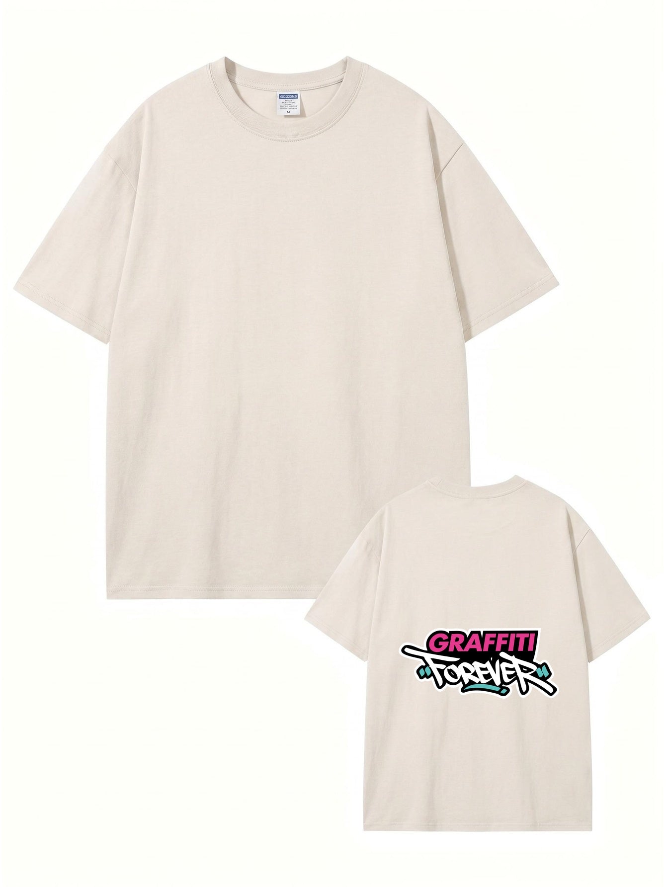 Vintage Washed Cotton T-Shirt - Graffiti Forever Graphic Print