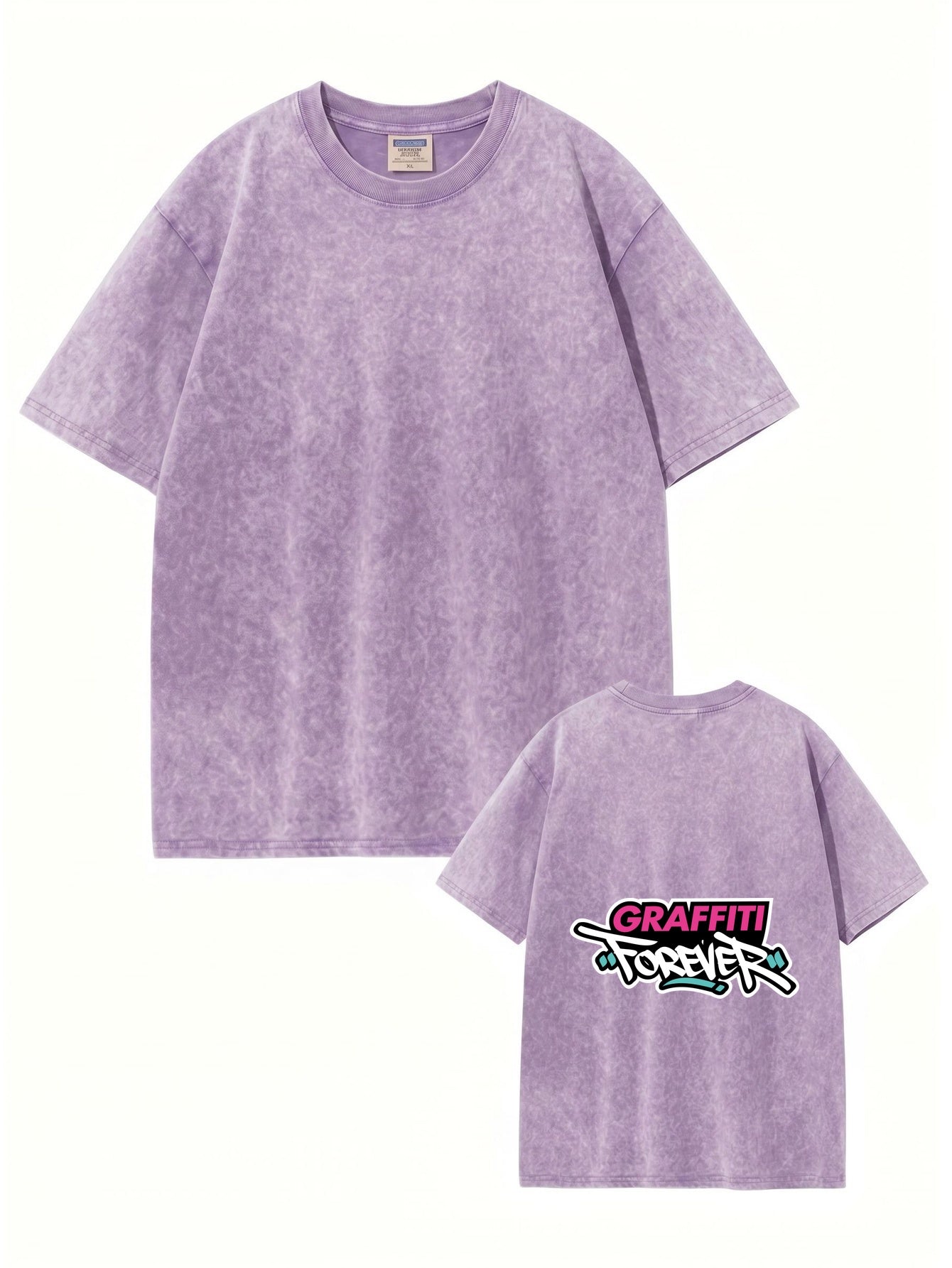 Vintage Washed Cotton T-Shirt - Graffiti Forever Graphic Print