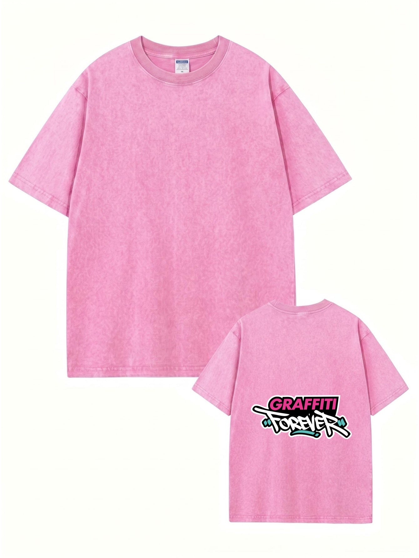 Vintage Washed Cotton T-Shirt - Graffiti Forever Graphic Print