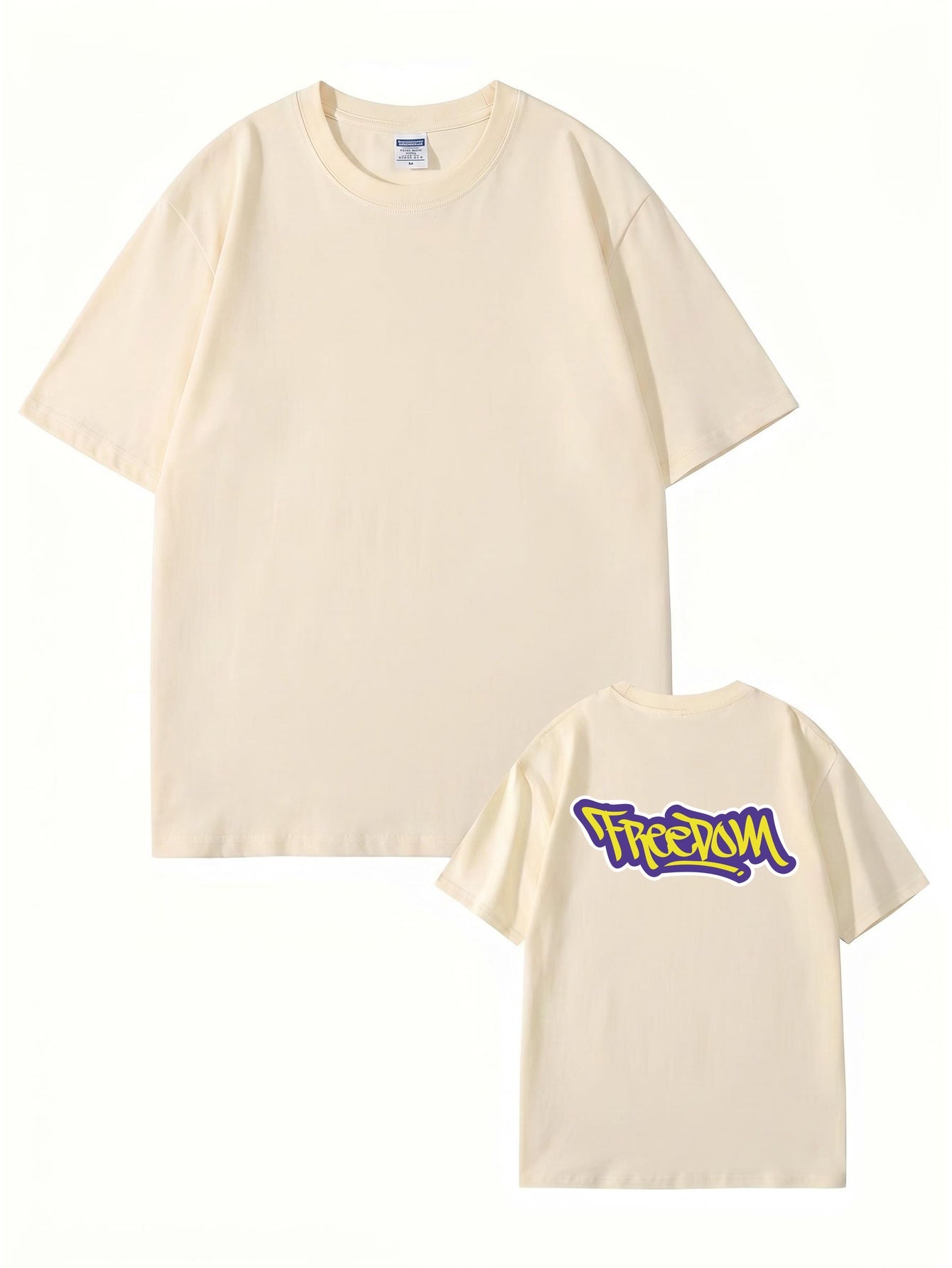 Freedom Graffiti Print Premium Cotton T-Shirt