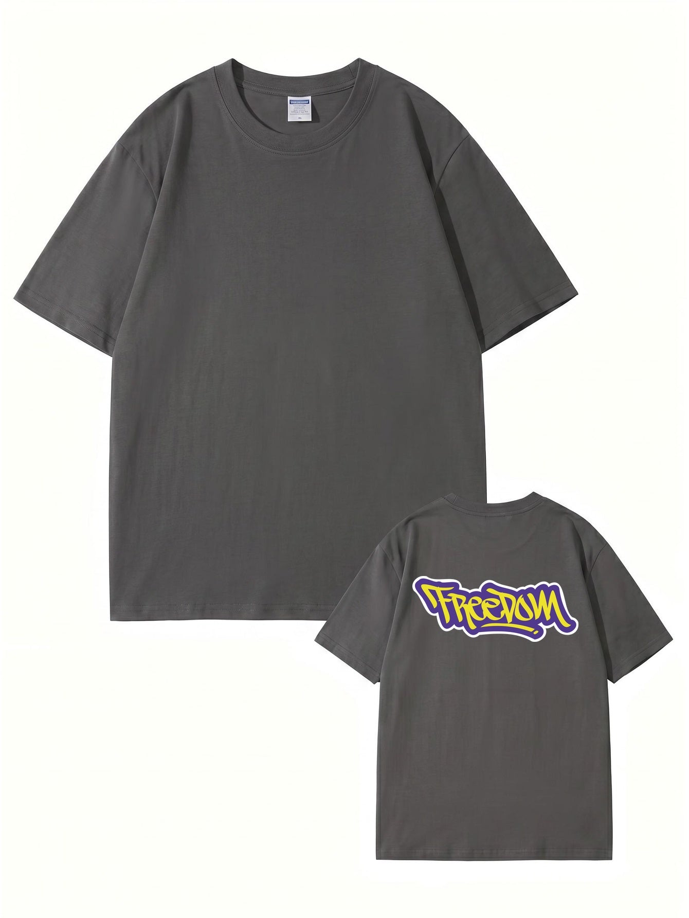 Freedom Graffiti Print Premium Cotton T-Shirt