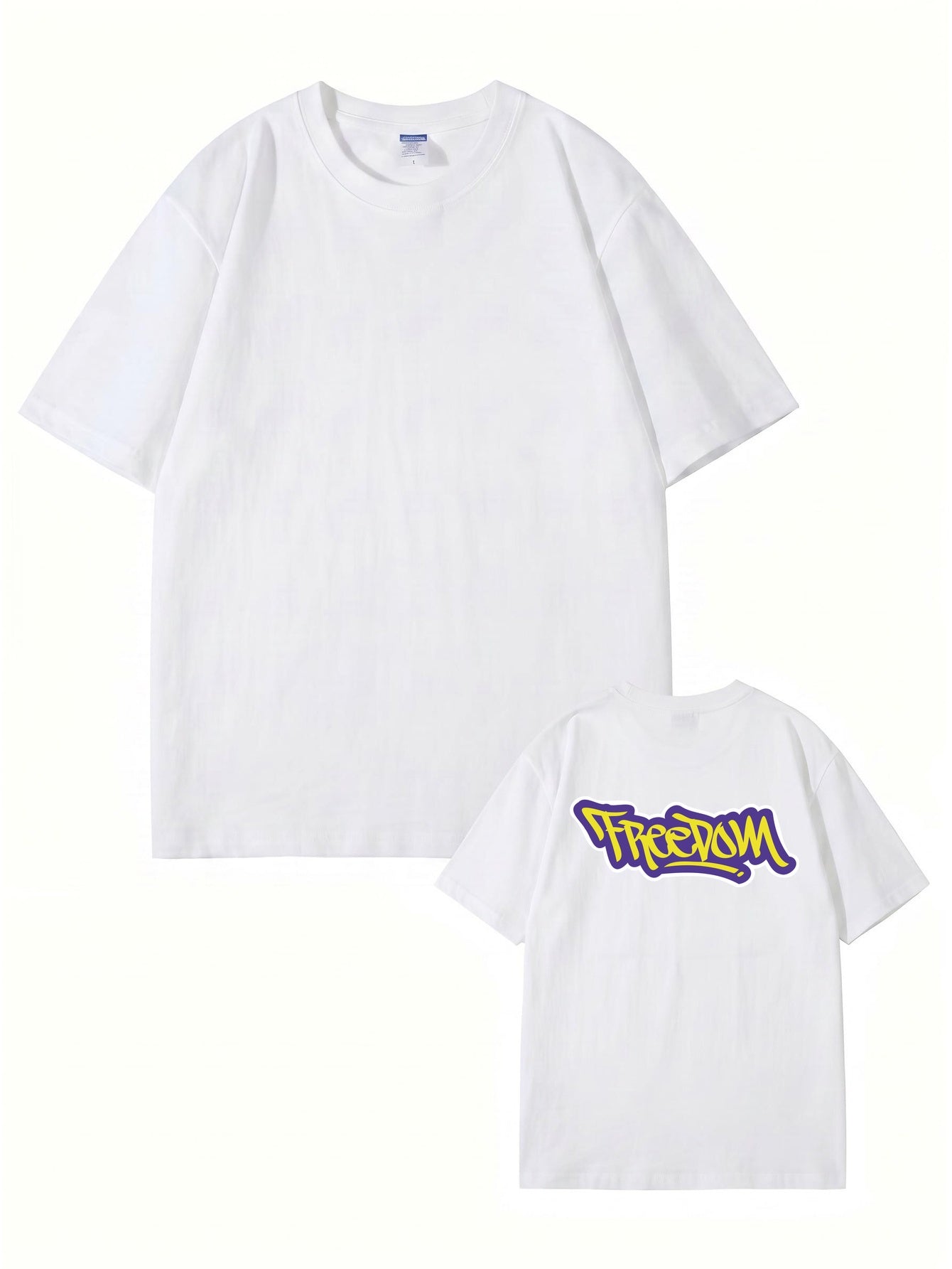 Freedom Graffiti Print Premium Cotton T-Shirt