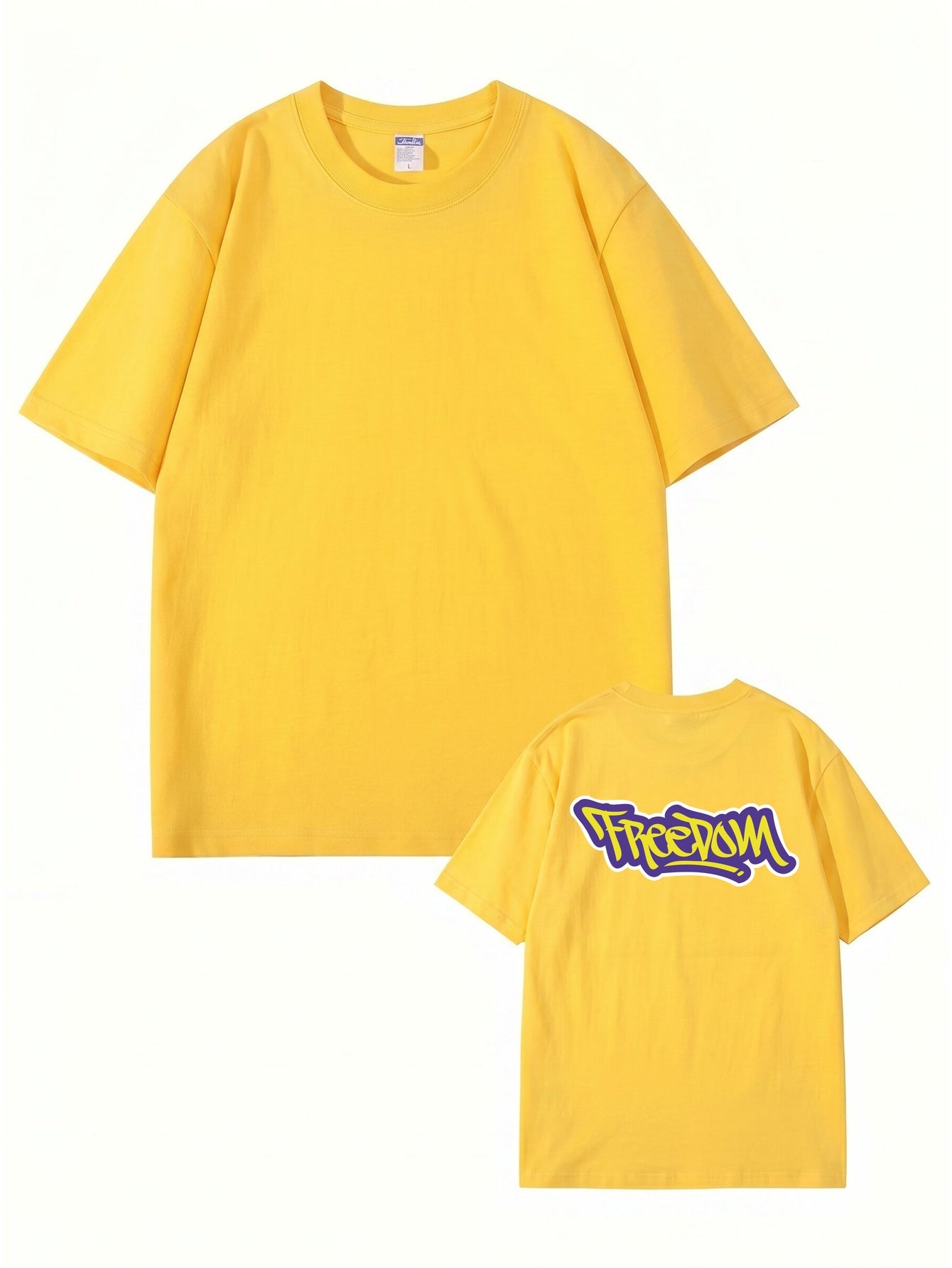 Freedom Graffiti Print Premium Cotton T-Shirt