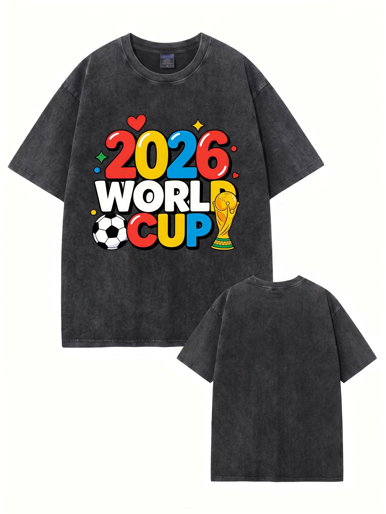 2026 World Cup Graphic T-Shirt - Vintage Washed Heavyweight Cotton Tee