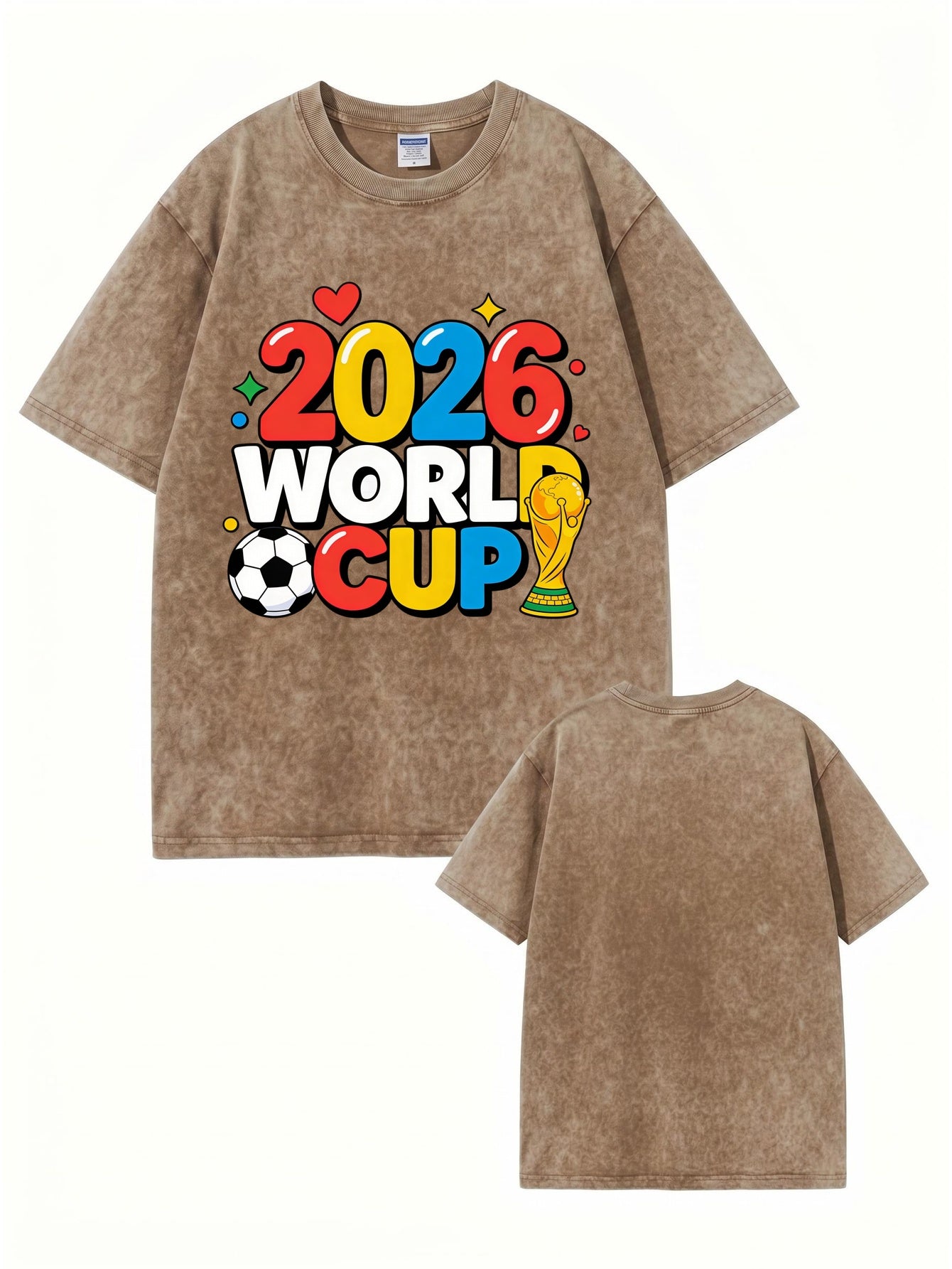 2026 World Cup Graphic T-Shirt - Vintage Washed Heavyweight Cotton Tee
