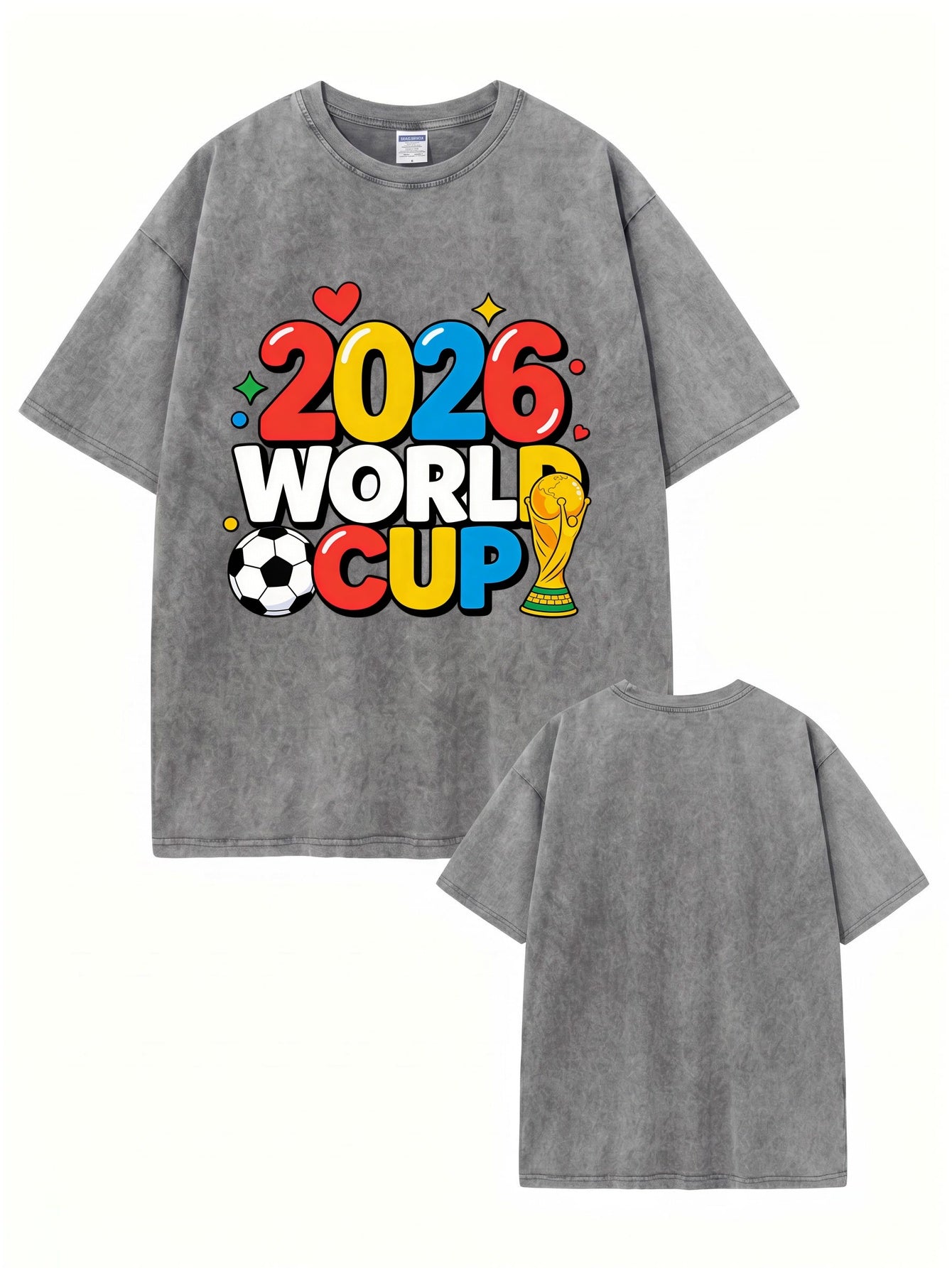 2026 World Cup Graphic T-Shirt - Vintage Washed Heavyweight Cotton Tee