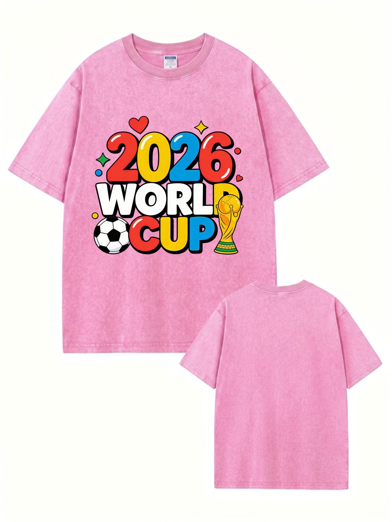 2026 World Cup Graphic T-Shirt - Vintage Washed Heavyweight Cotton Tee