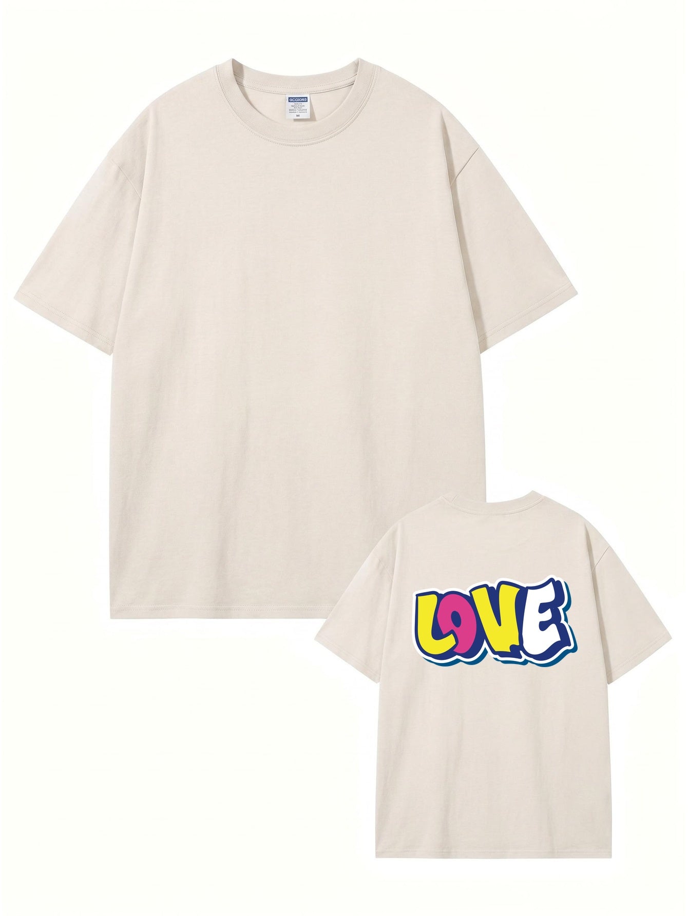 Vintage Wash LOVE Graphic Print Heavyweight Cotton Oversized T-Shirt
