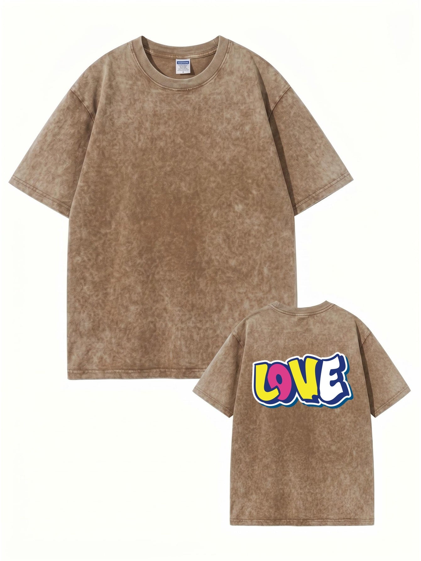 Vintage Wash LOVE Graphic Print Heavyweight Cotton Oversized T-Shirt