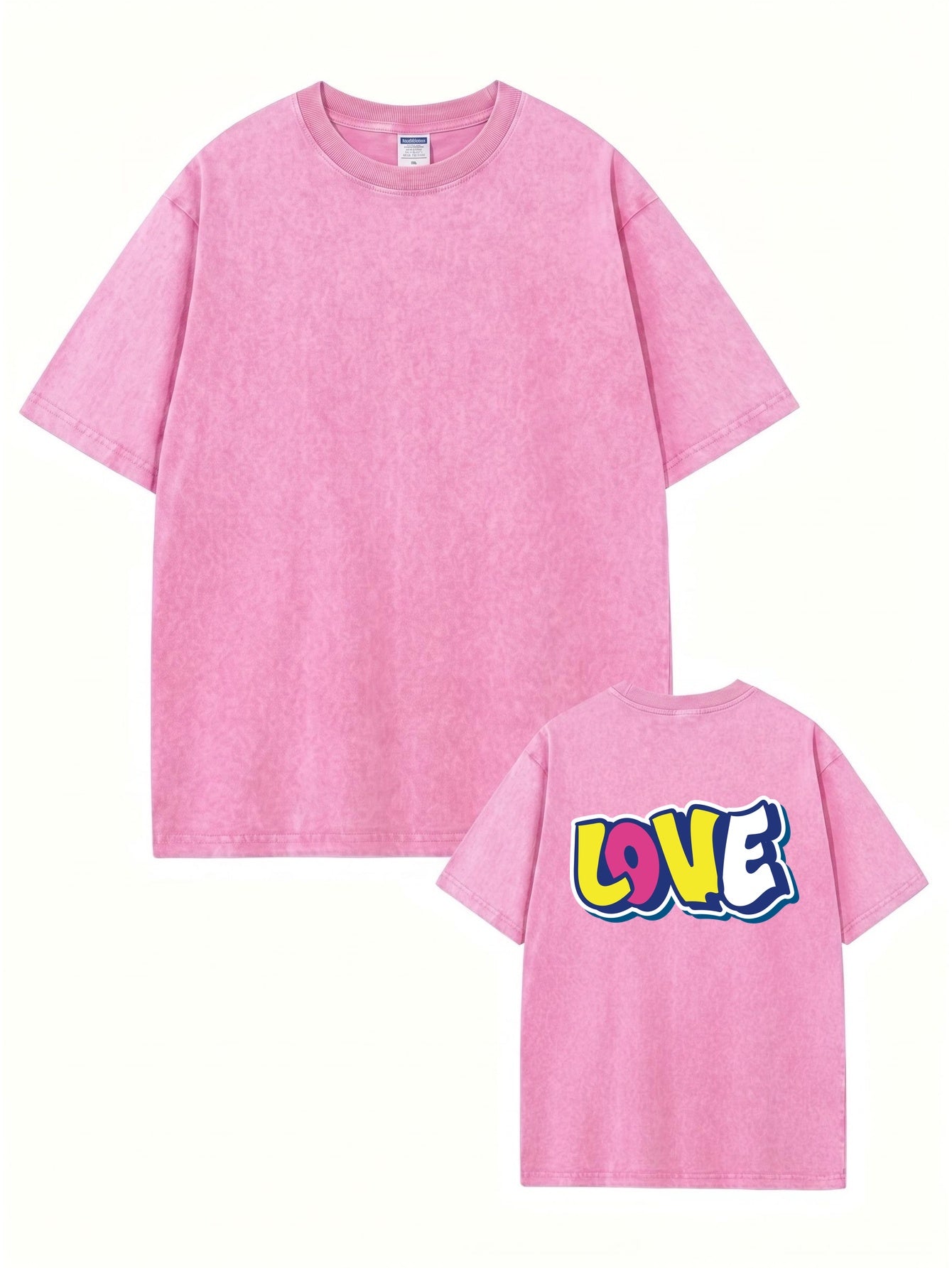 Vintage Wash LOVE Graphic Print Heavyweight Cotton Oversized T-Shirt