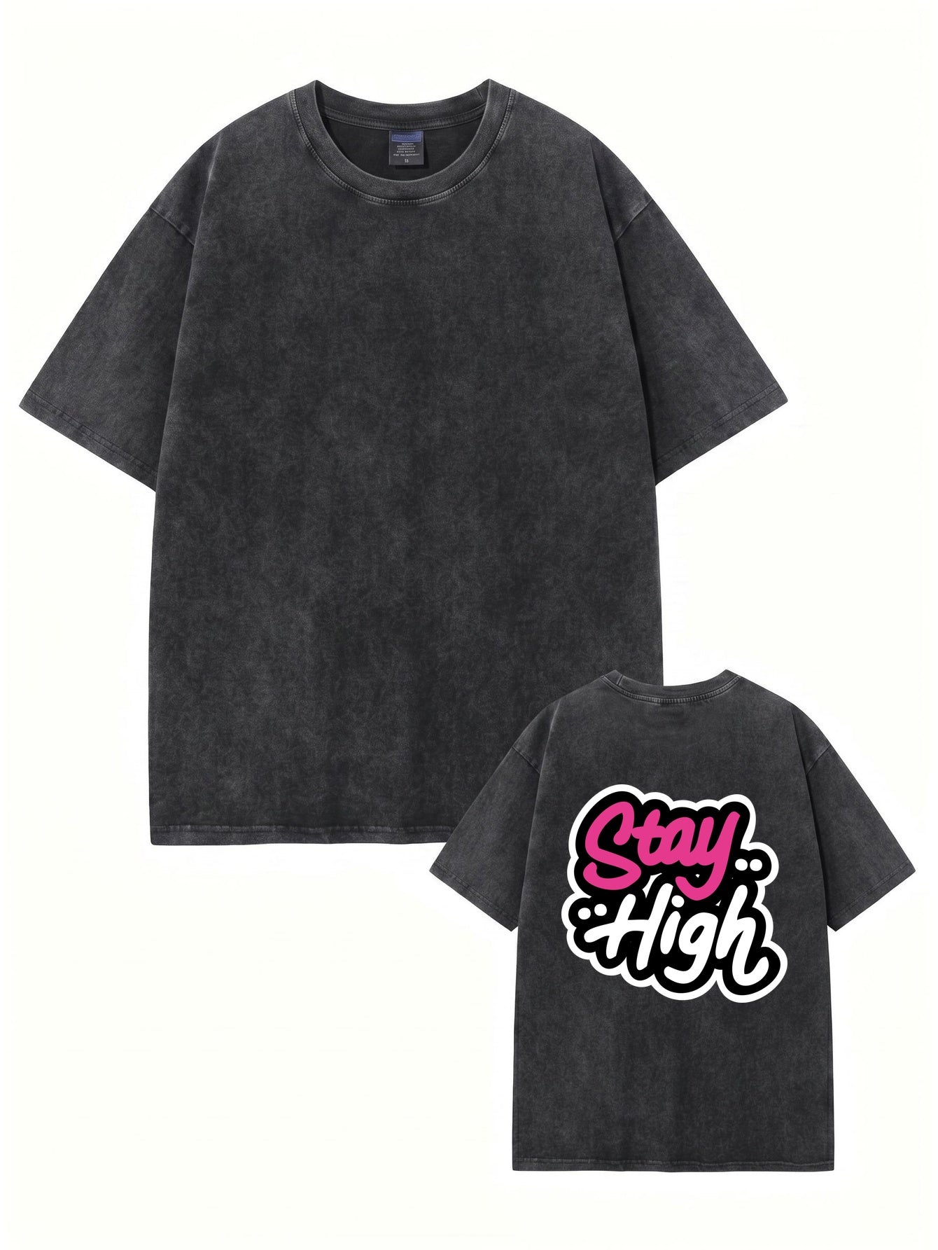 Stay High Retro Washed Graphic T-Shirt - Premium Heavyweight Cotton