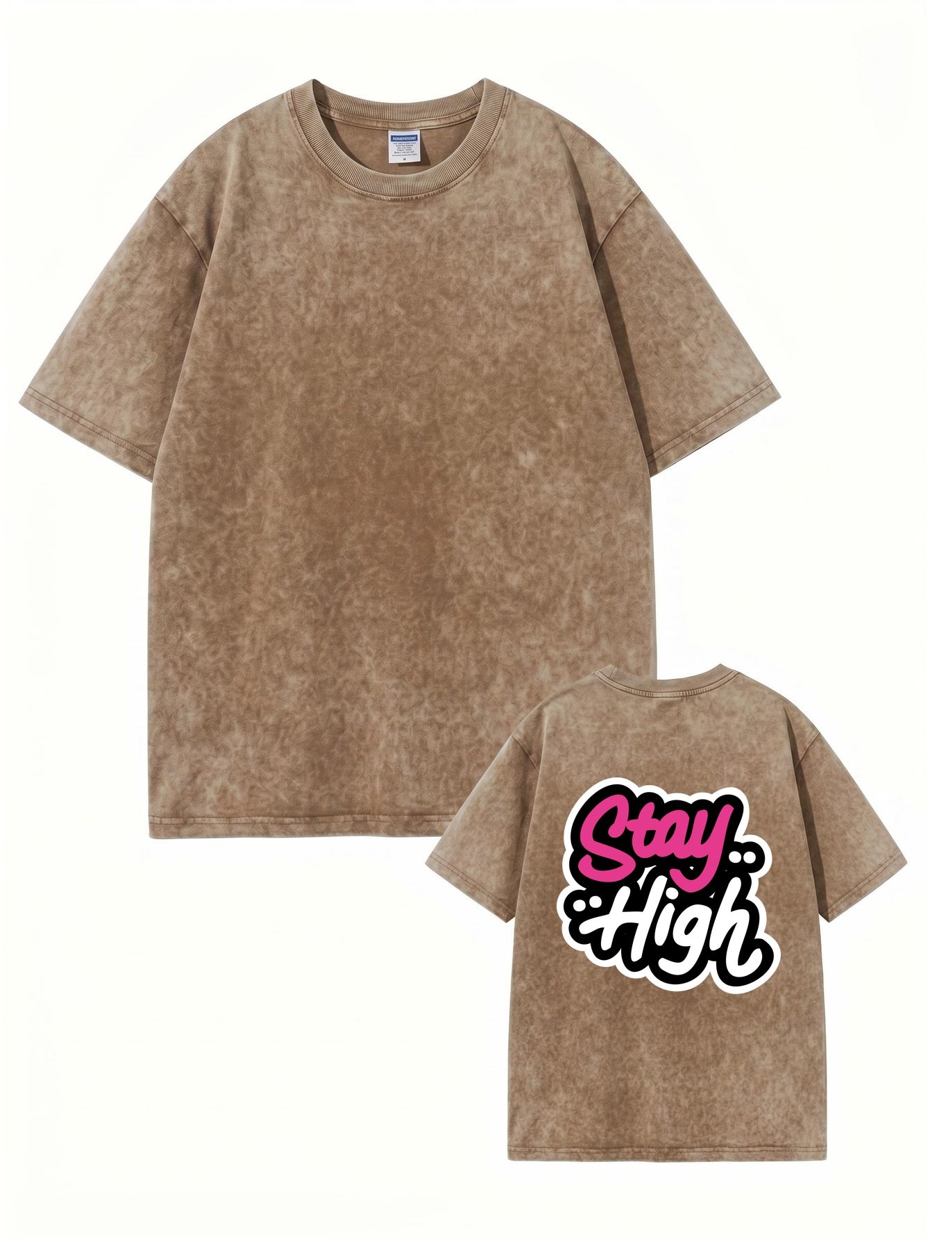 Stay High Retro Washed Graphic T-Shirt - Premium Heavyweight Cotton