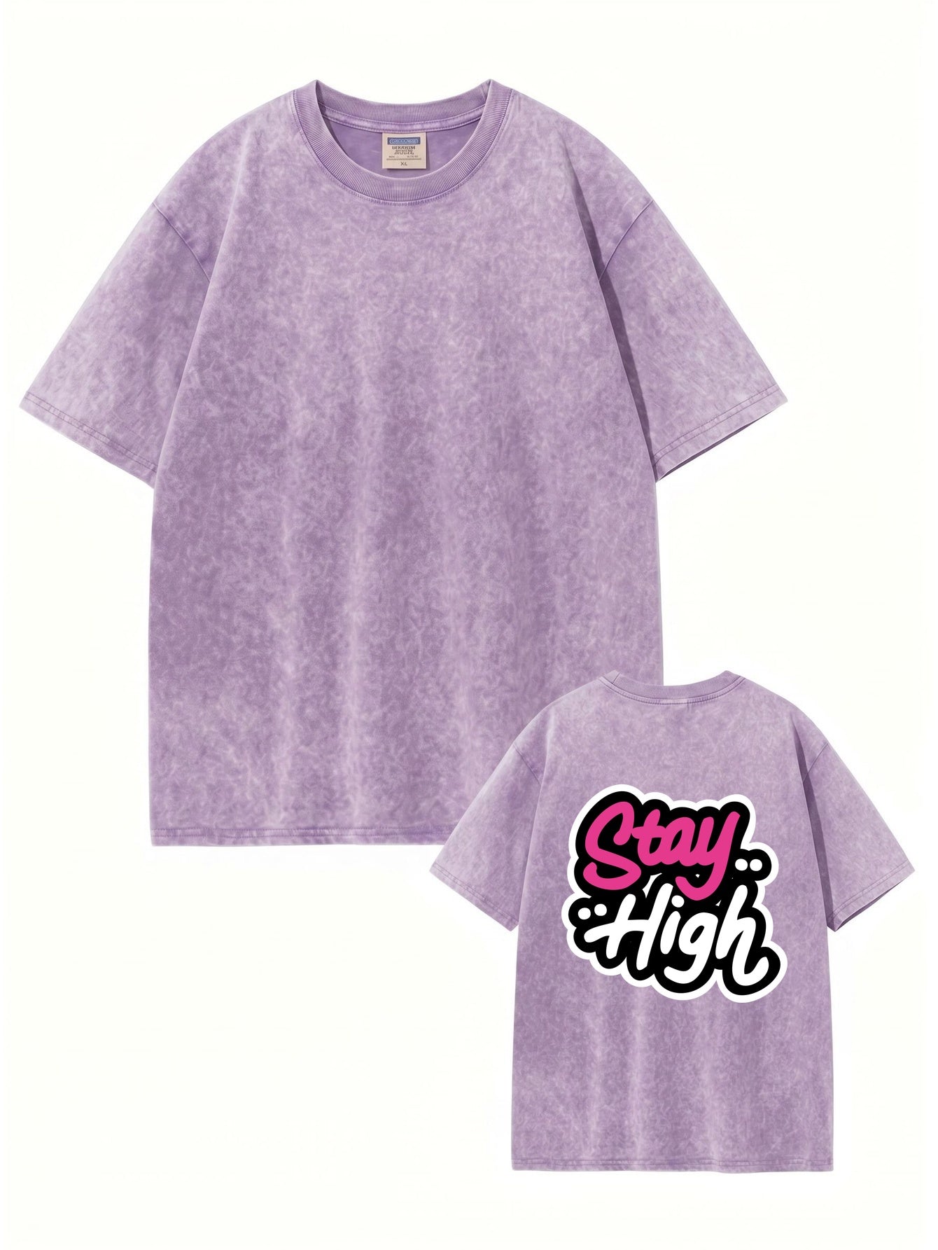 Stay High Retro Washed Graphic T-Shirt - Premium Heavyweight Cotton