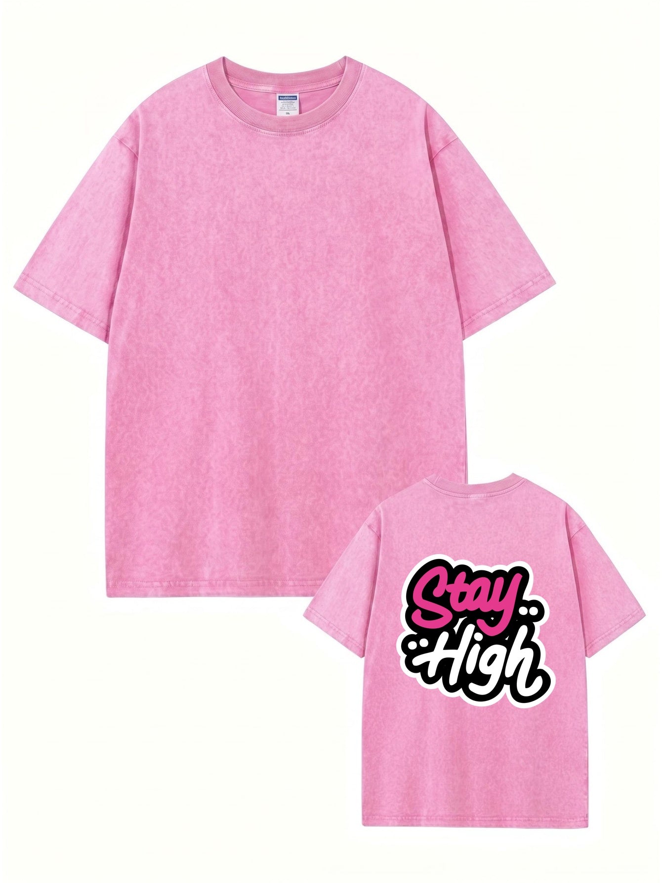 Stay High Retro Washed Graphic T-Shirt - Premium Heavyweight Cotton