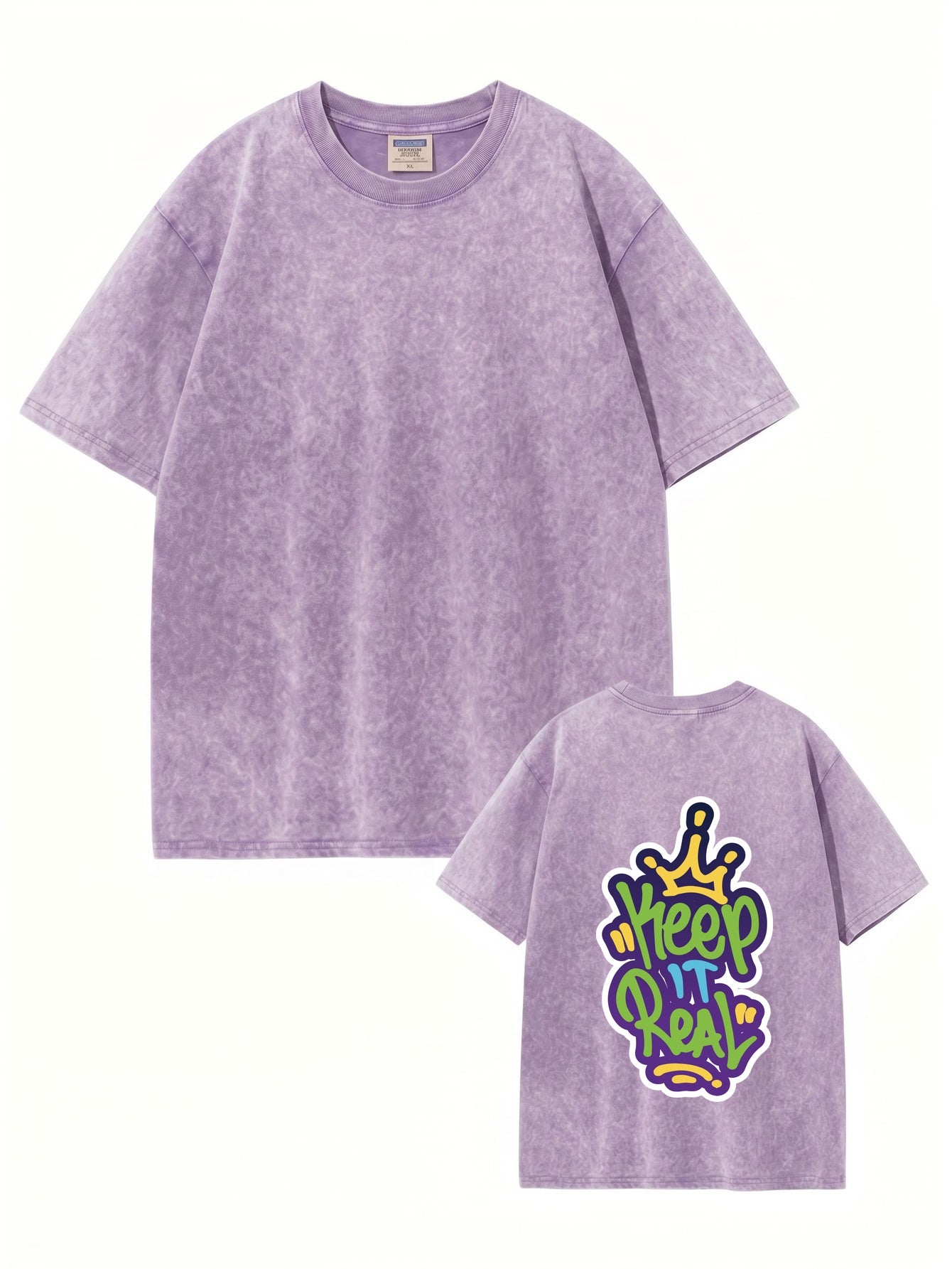 Keep It Real Graffiti Graphic T-Shirt | Retro Acid Wash Cotton Tee