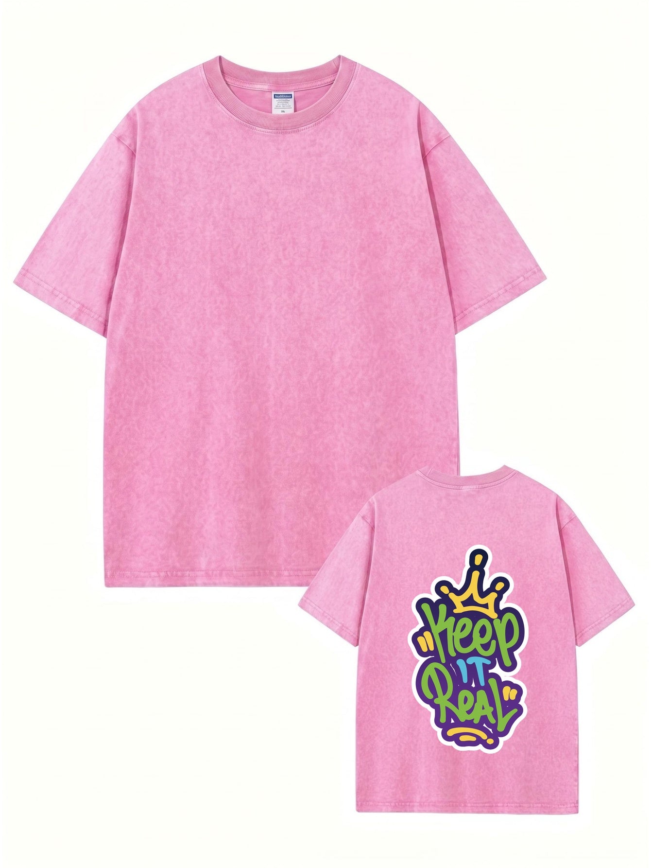 Keep It Real Graffiti Graphic T-Shirt | Retro Acid Wash Cotton Tee