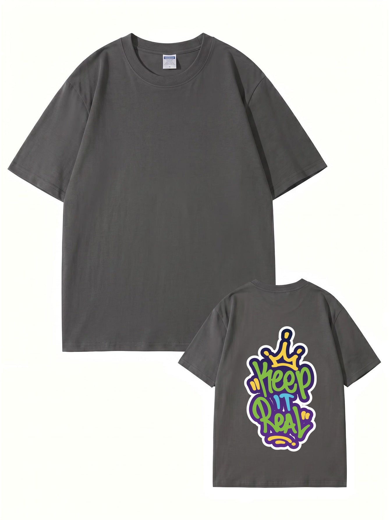 Keep It Real Crown Graffiti Graphic T-Shirt | Streetwear Cotton Tee