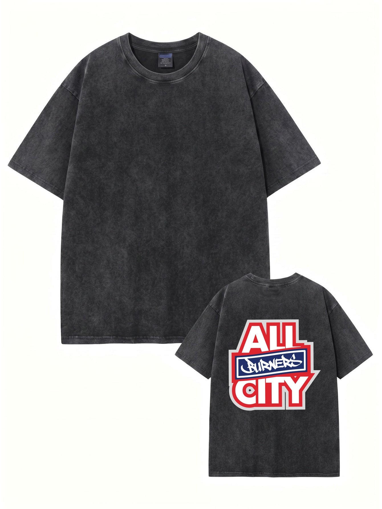 ALL CITY BURNERS Vintage Washed Heavyweight Graphic T-Shirt
