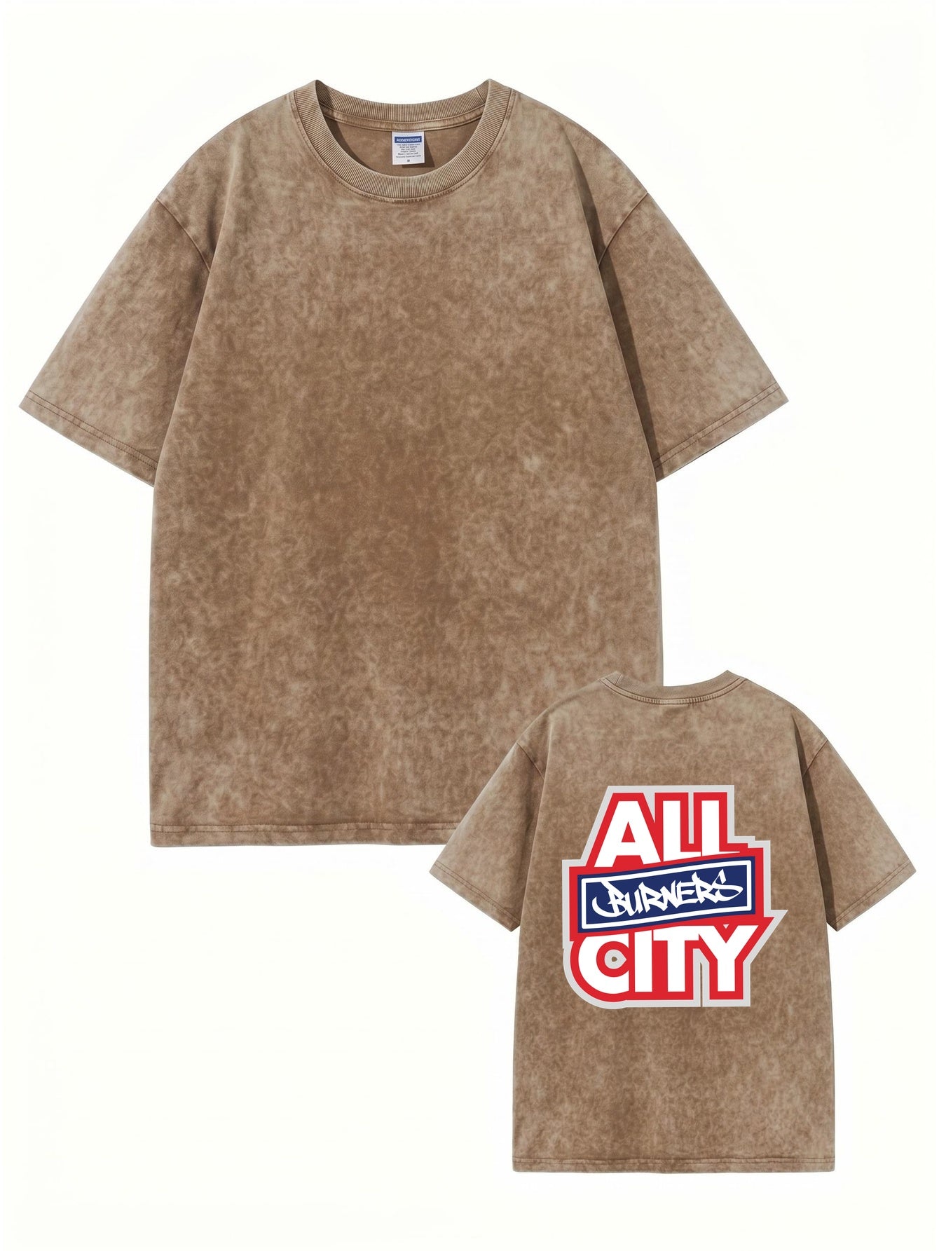 ALL CITY BURNERS Vintage Washed Heavyweight Graphic T-Shirt