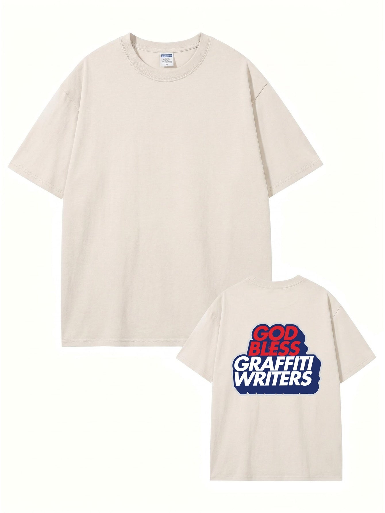 Vintage Washed Cotton Tee - GOD BLESS GRAFFITI WRITERS Print