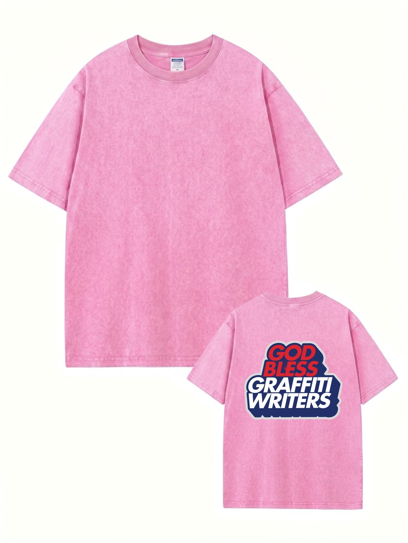 Vintage Washed Cotton Tee - GOD BLESS GRAFFITI WRITERS Print
