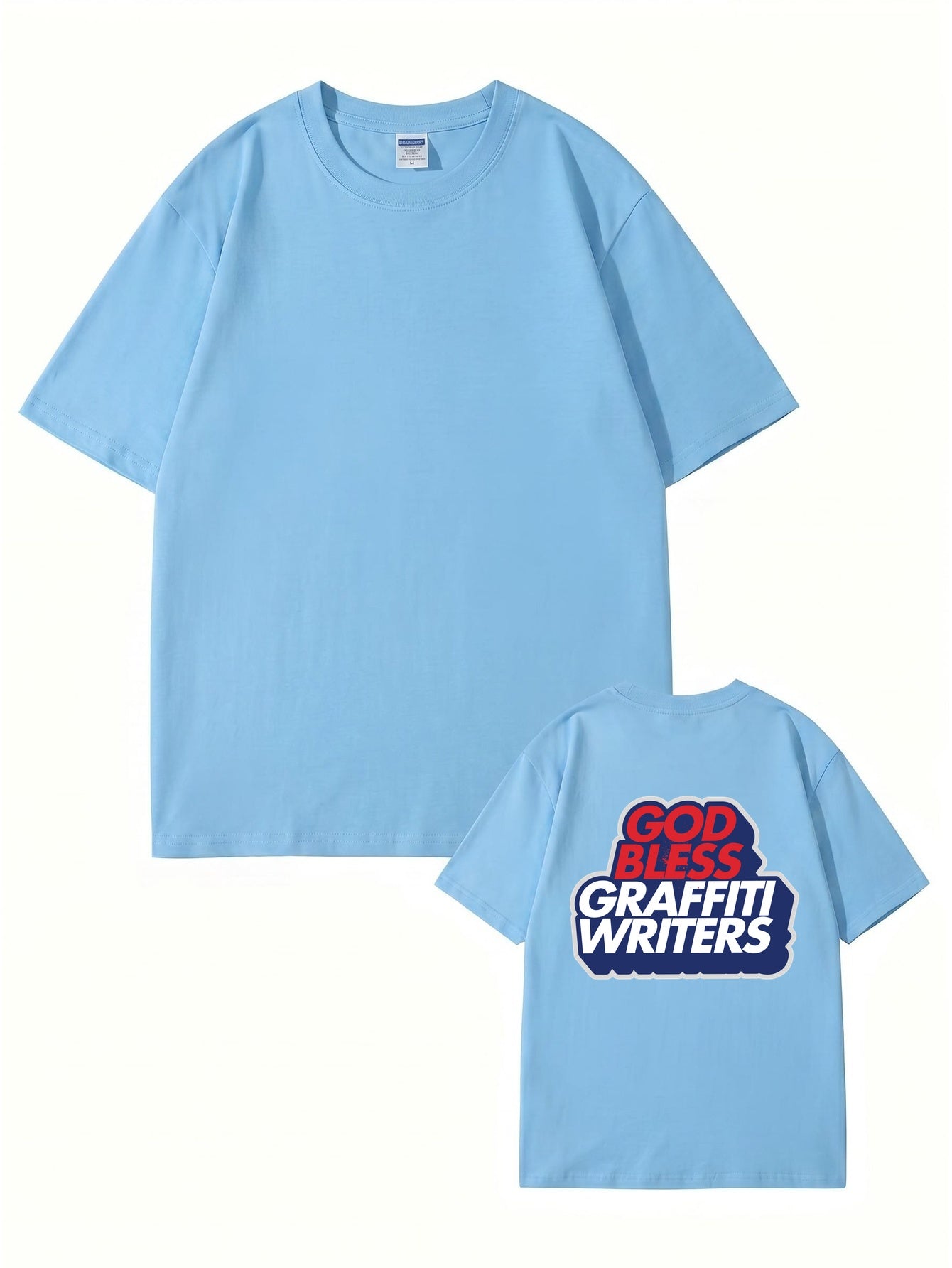 God Bless Graffiti Writers Graphic Print Cotton Streetwear T-Shirt