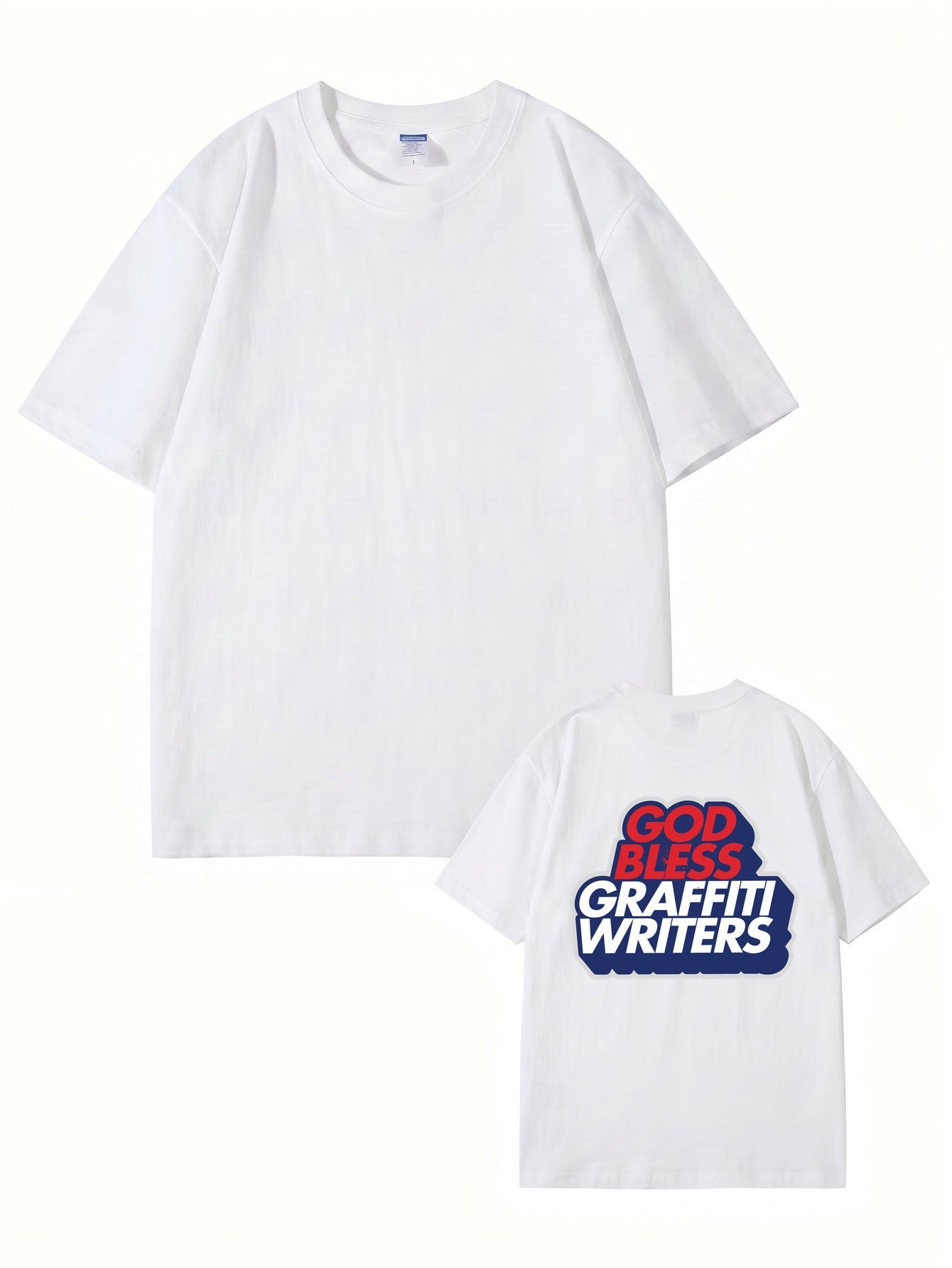 God Bless Graffiti Writers Graphic Print Cotton Streetwear T-Shirt