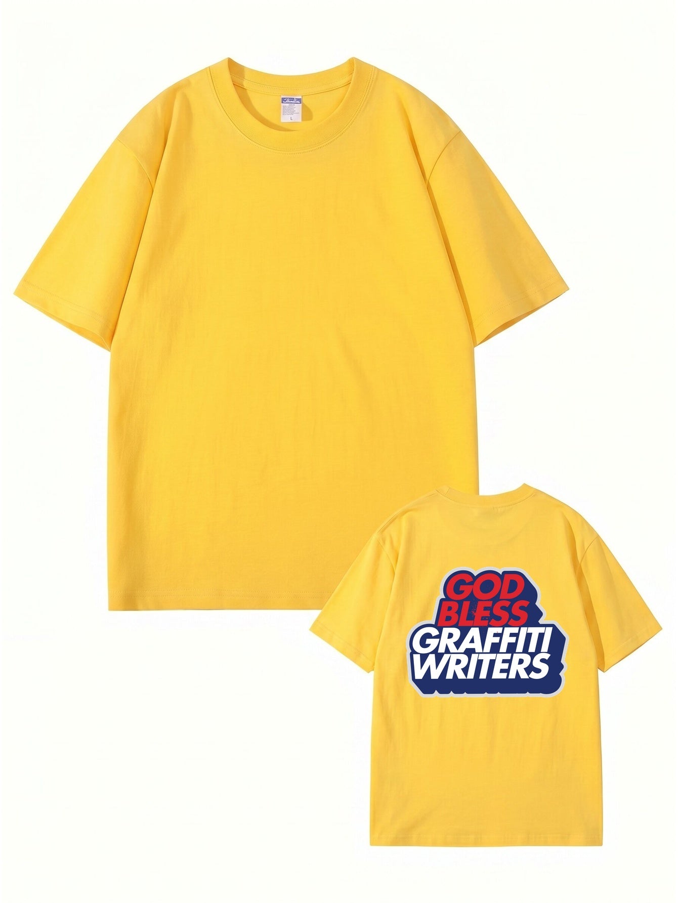 God Bless Graffiti Writers Graphic Print Cotton Streetwear T-Shirt