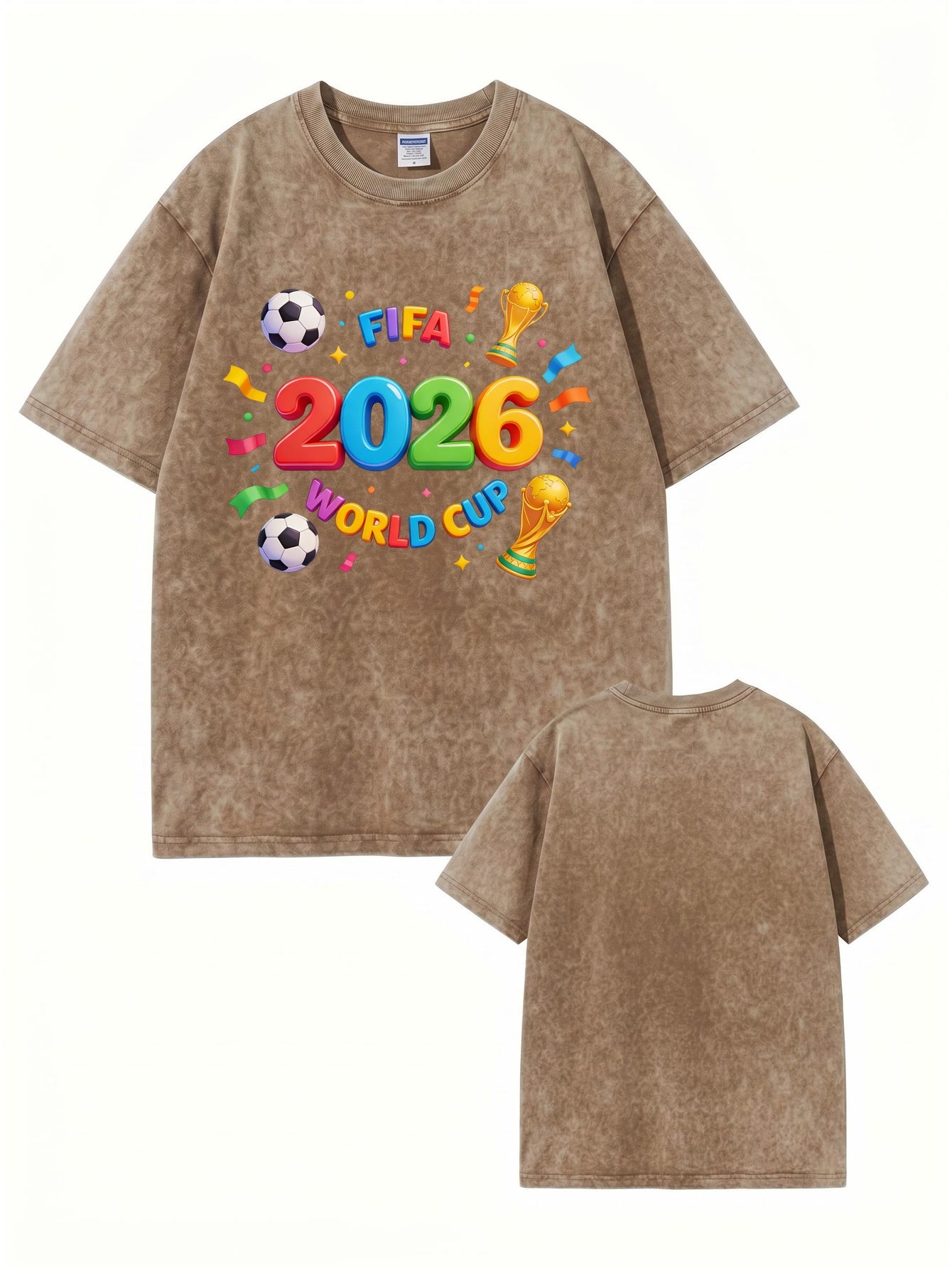 2026 FIFA World Cup Graphic Vintage Washed Cotton T-Shirt