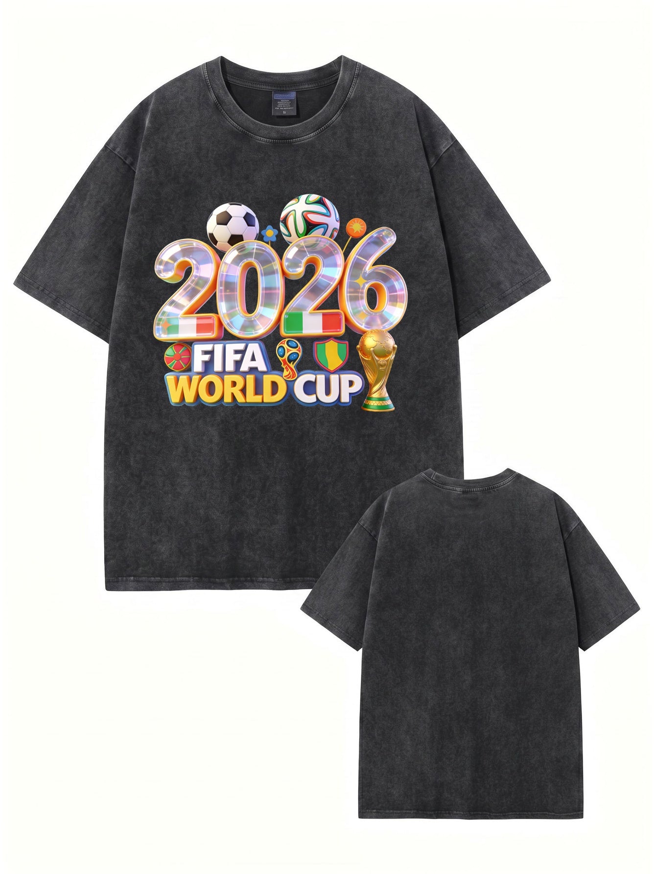 2026 FIFA World Cup Graphic T-Shirt | Vintage Washed Heavyweight Cotton Tee