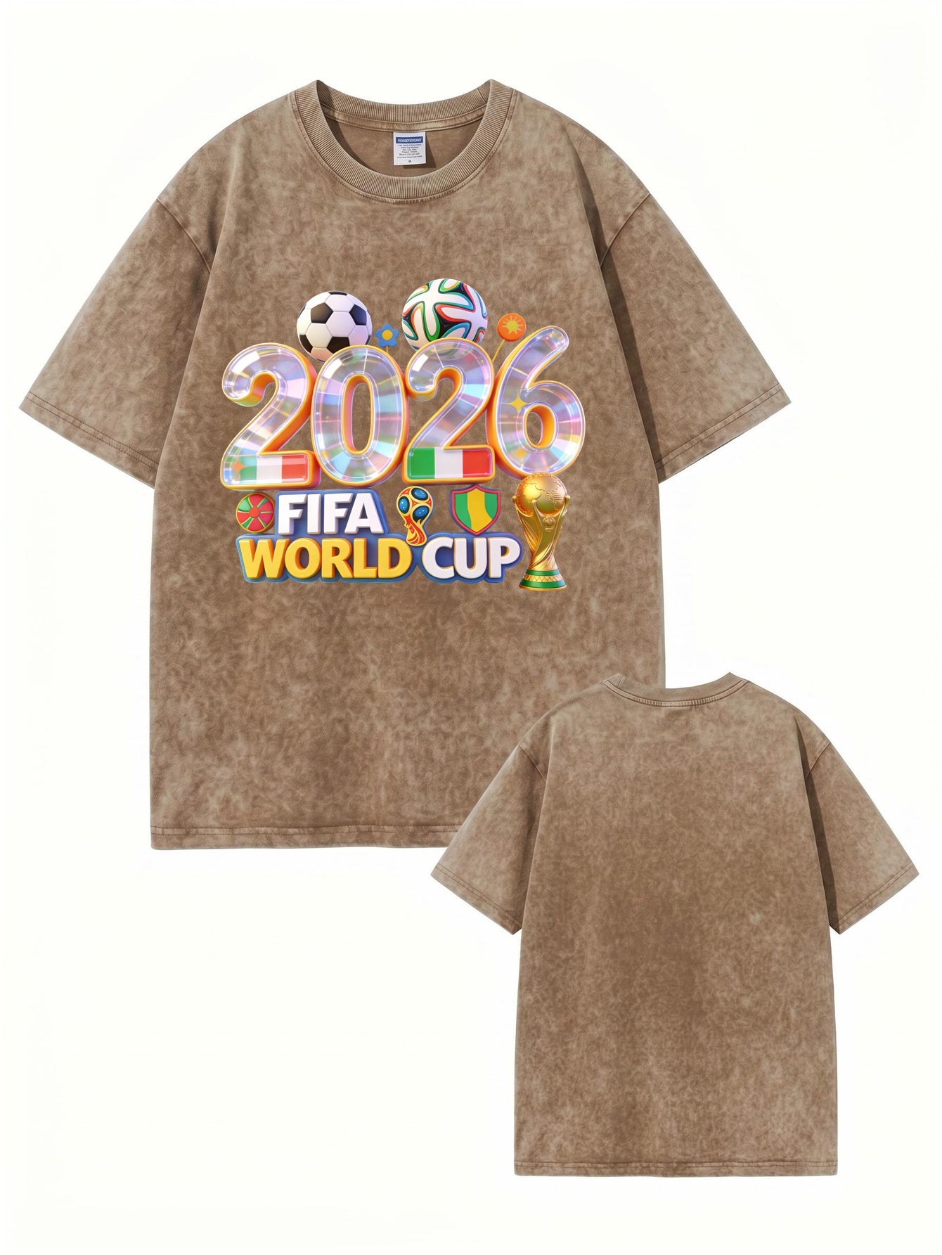 2026 FIFA World Cup Graphic T-Shirt | Vintage Washed Heavyweight Cotton Tee