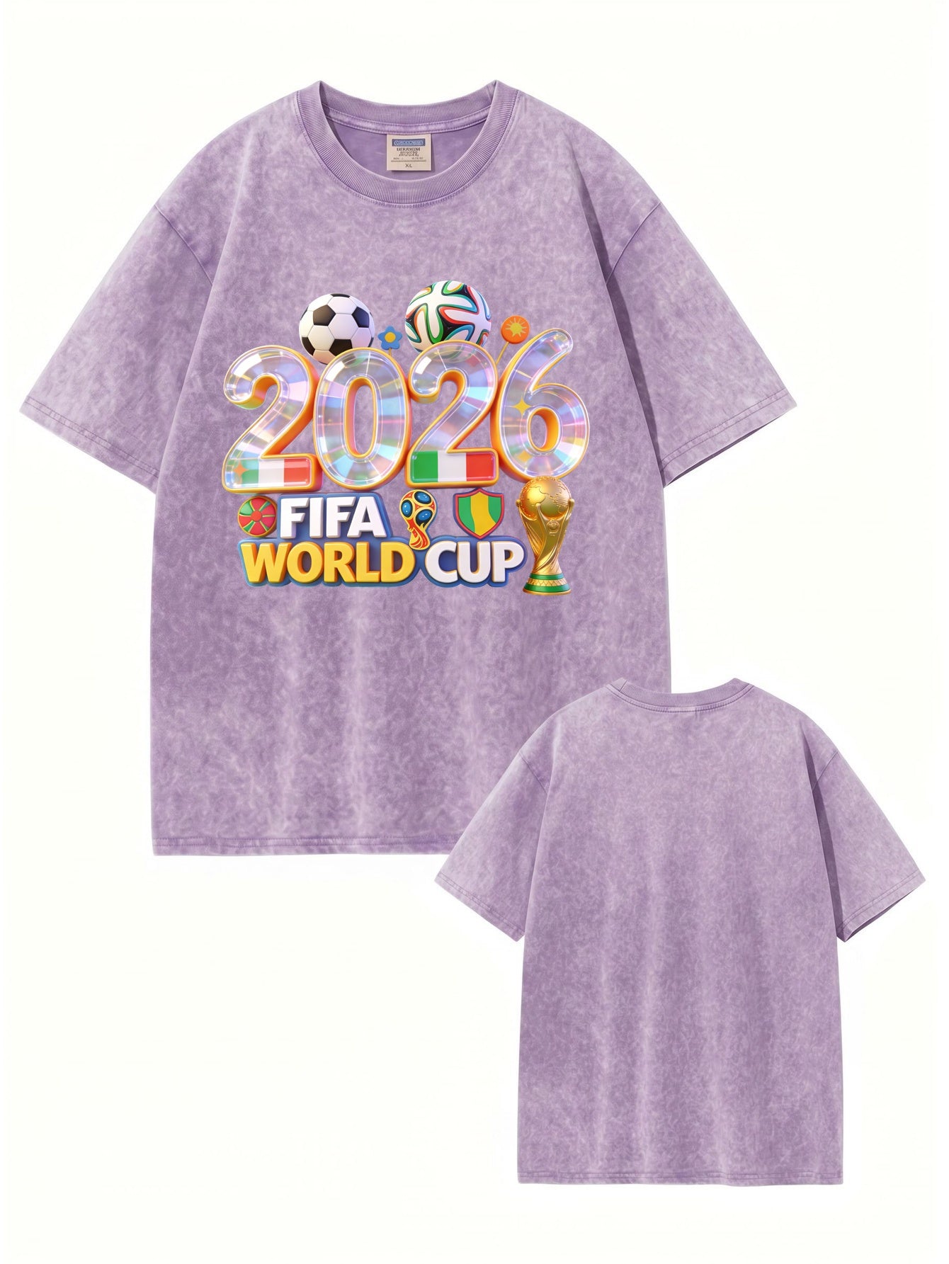 2026 FIFA World Cup Graphic T-Shirt | Vintage Washed Heavyweight Cotton Tee